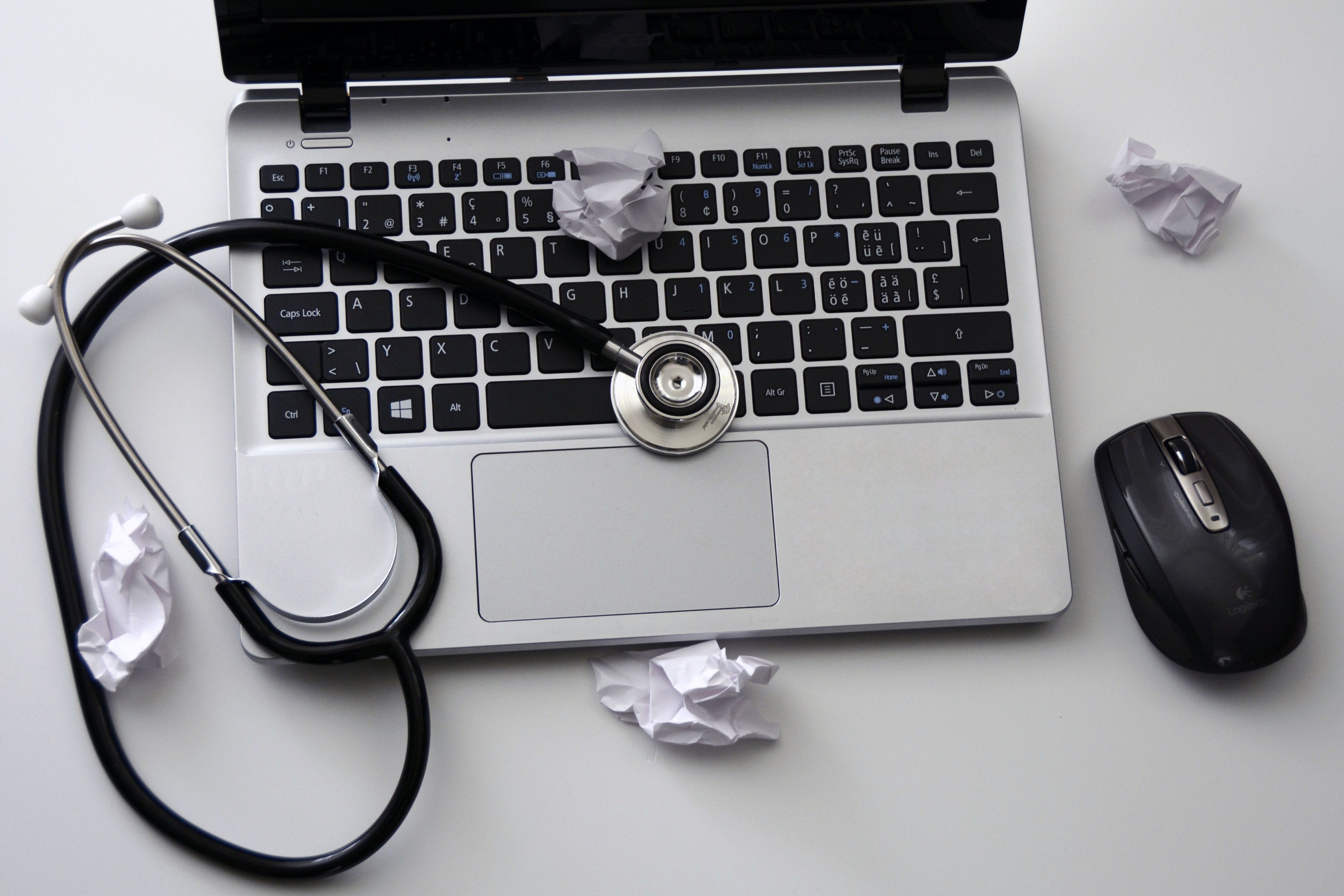 keyboard, high angle view, technology, no people, laptop, medical instrument, internet, keys, home office, 4K, communication, black, computer mouse, indoors, HD Wallpaper