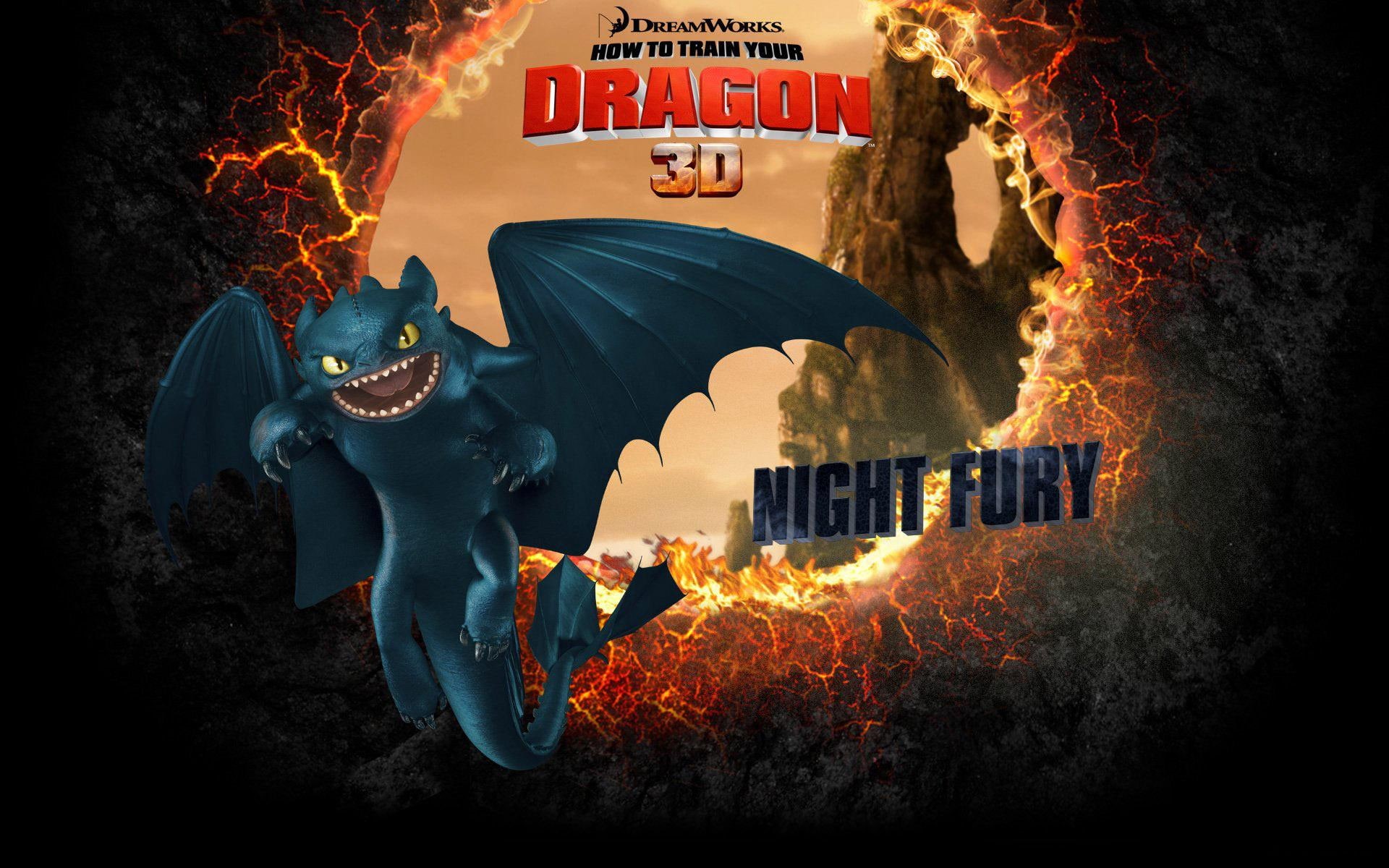 1080P, 1920x1200, train, dragon, poster, night fury, fury, cartoons, how to train your dragon, night, toothless, HD Wallpaper