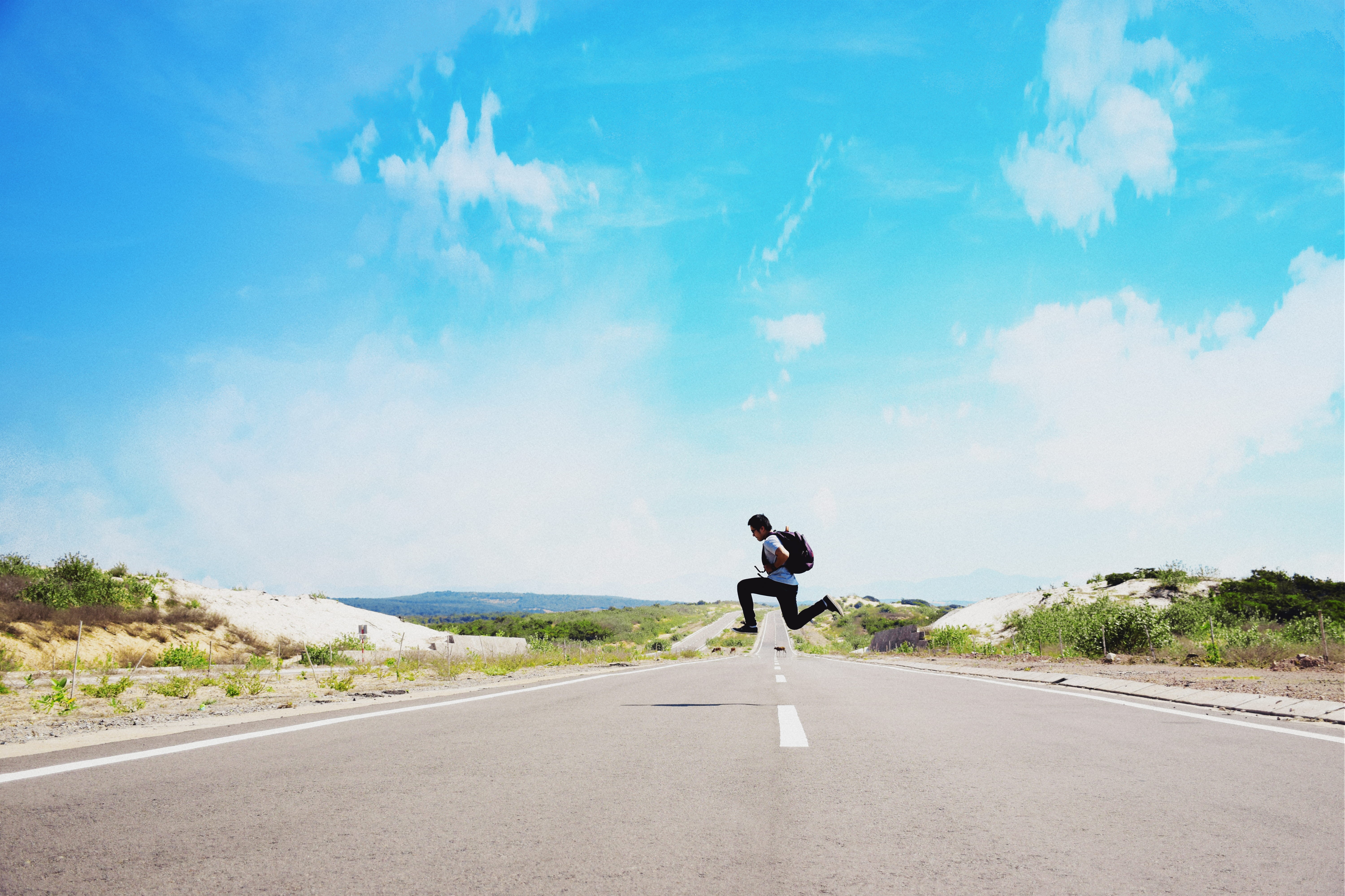 landscape, endurance, the way forward, road, nature, healthy Lifestyle, women, 5K, backpack, vitality, journey, jogging, young Adult, casual clothing, HD Wallpaper