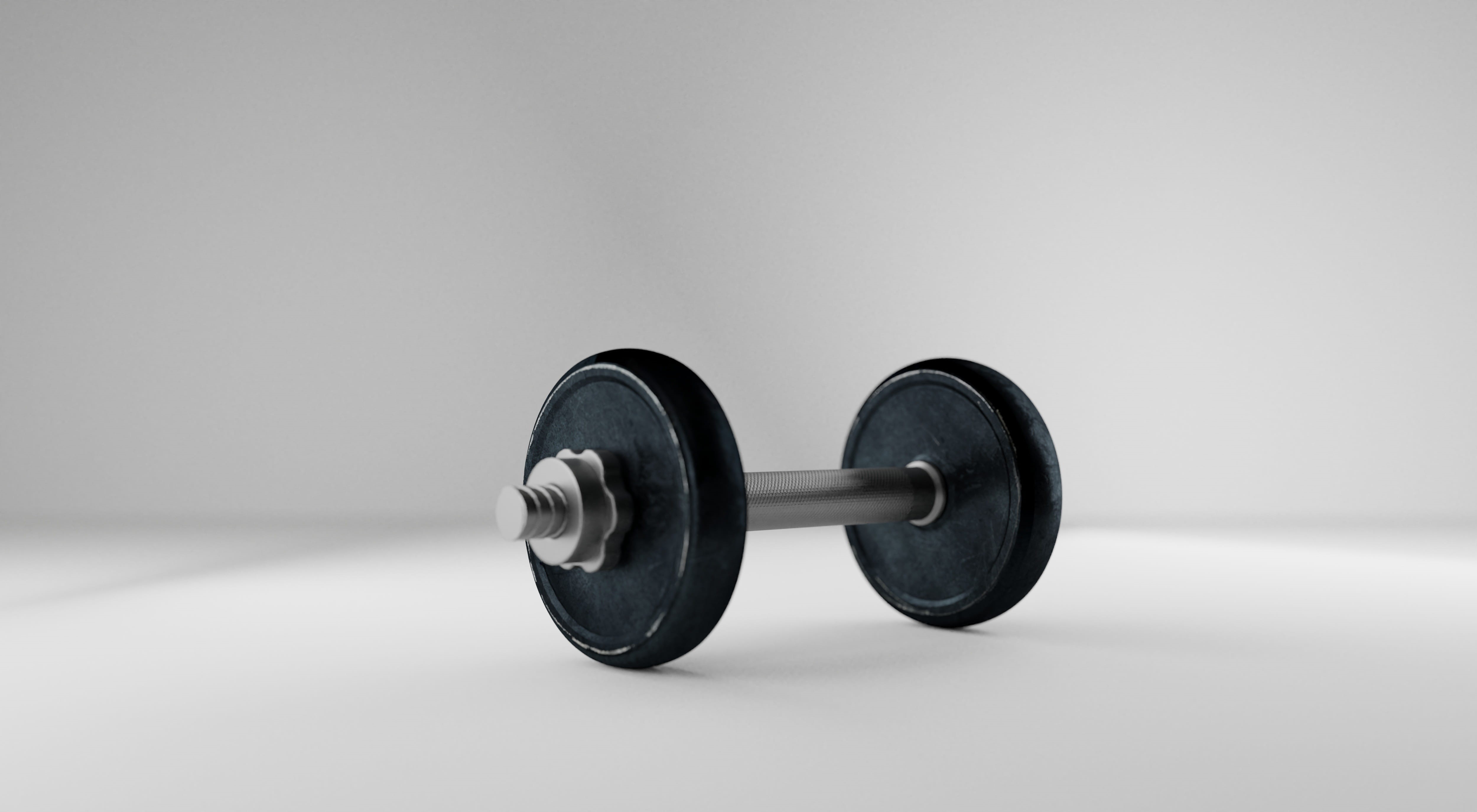 indoors, 4K, gray background, weightlifting, gray, fitness, dumbbell, muscular build, fit, weight, metal, strong, barbell, lifestyle, silver colored, sport, HD Wallpaper