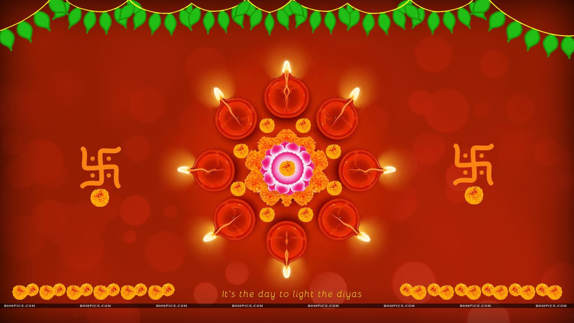 holiday, festivals / holidays, lamp, festival, 1080P, decoration, diwali, flowers, lights, HD Wallpaper