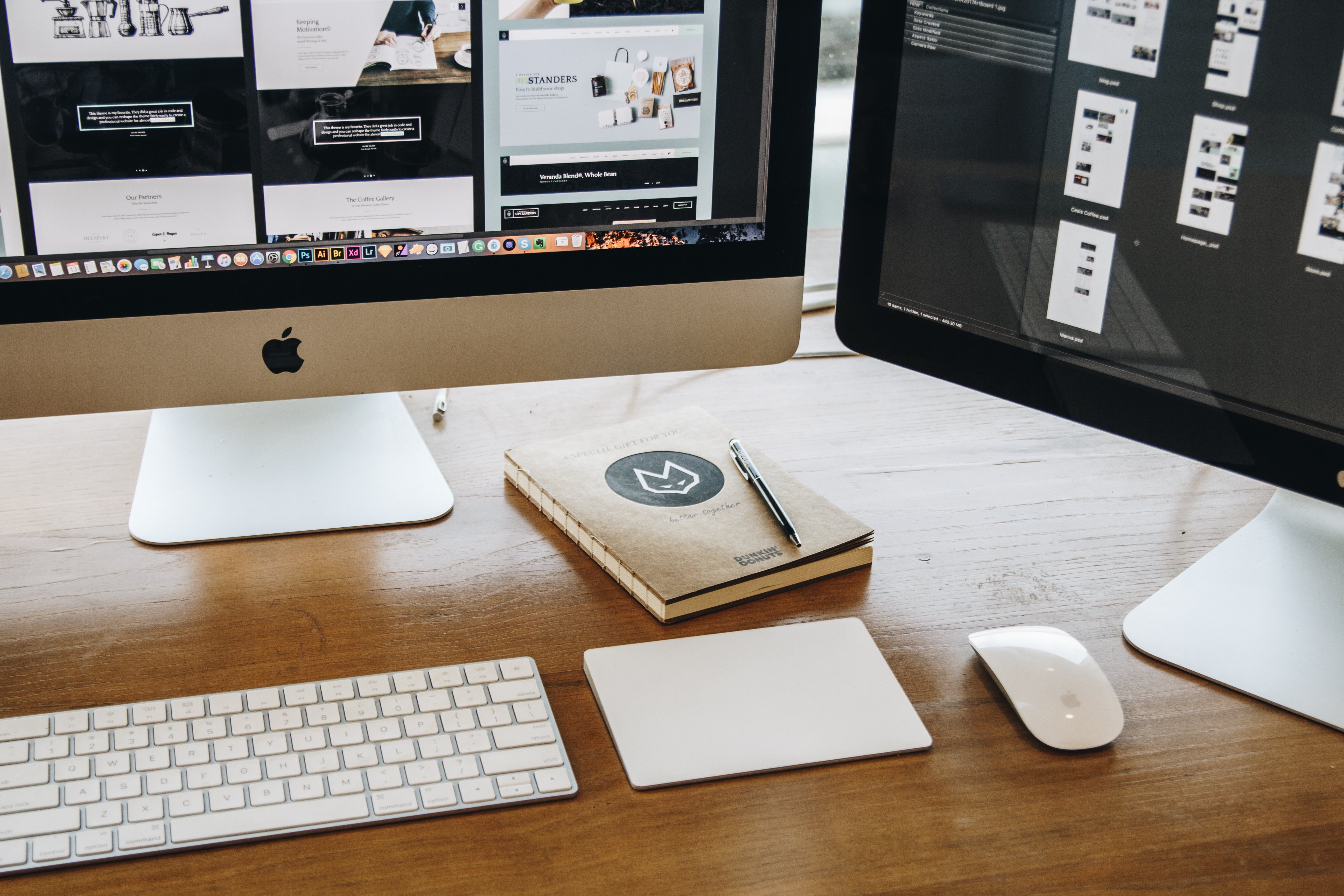 mouse, monitor, work, near, desk, paperwork, high angle view, macbook, computer equipment, magic, laptop, connection, sheet, no people, wood - material, HD Wallpaper
