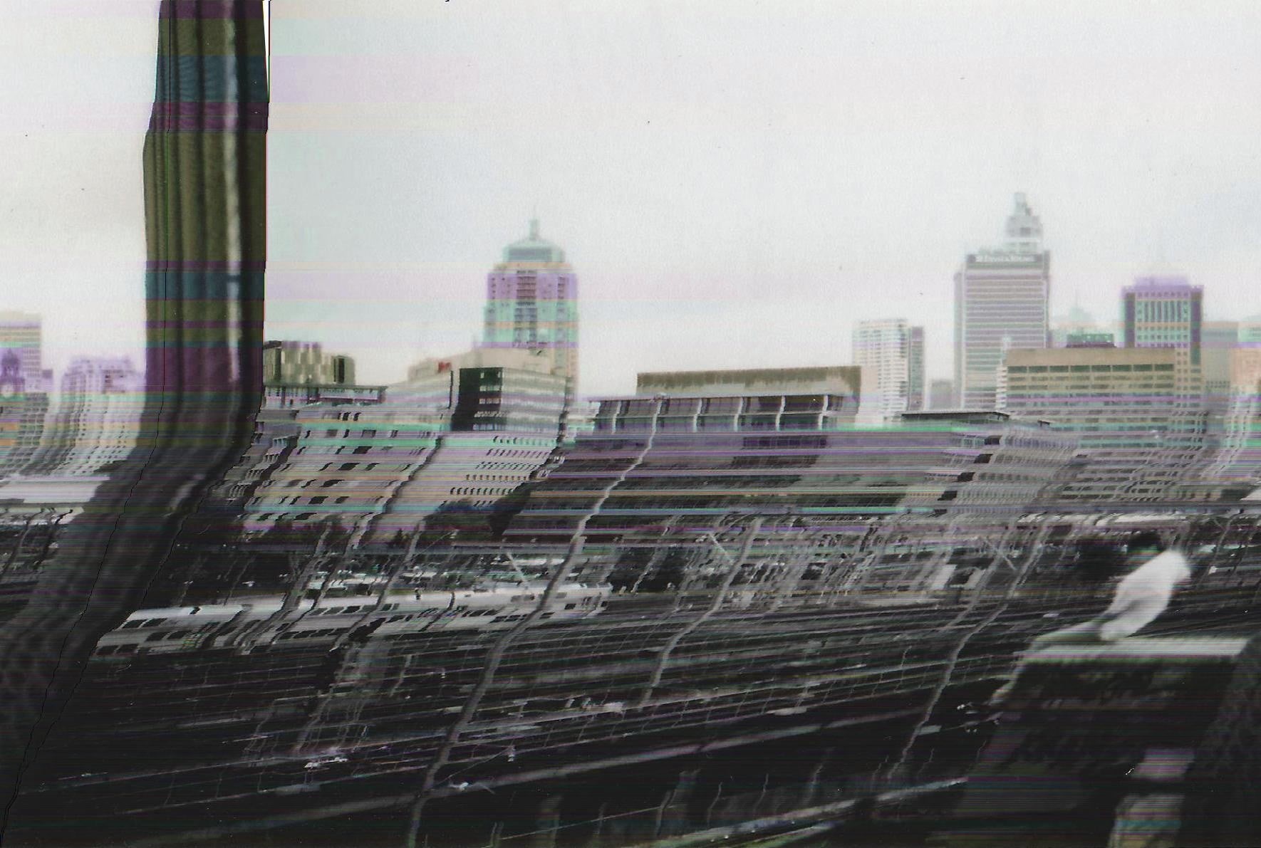 city, sky, built structure, outdoors, transportation, building, cityscape, architecture, day, nature, modern, glitch art, snowing, building exterior, skyscraper, HD Wallpaper