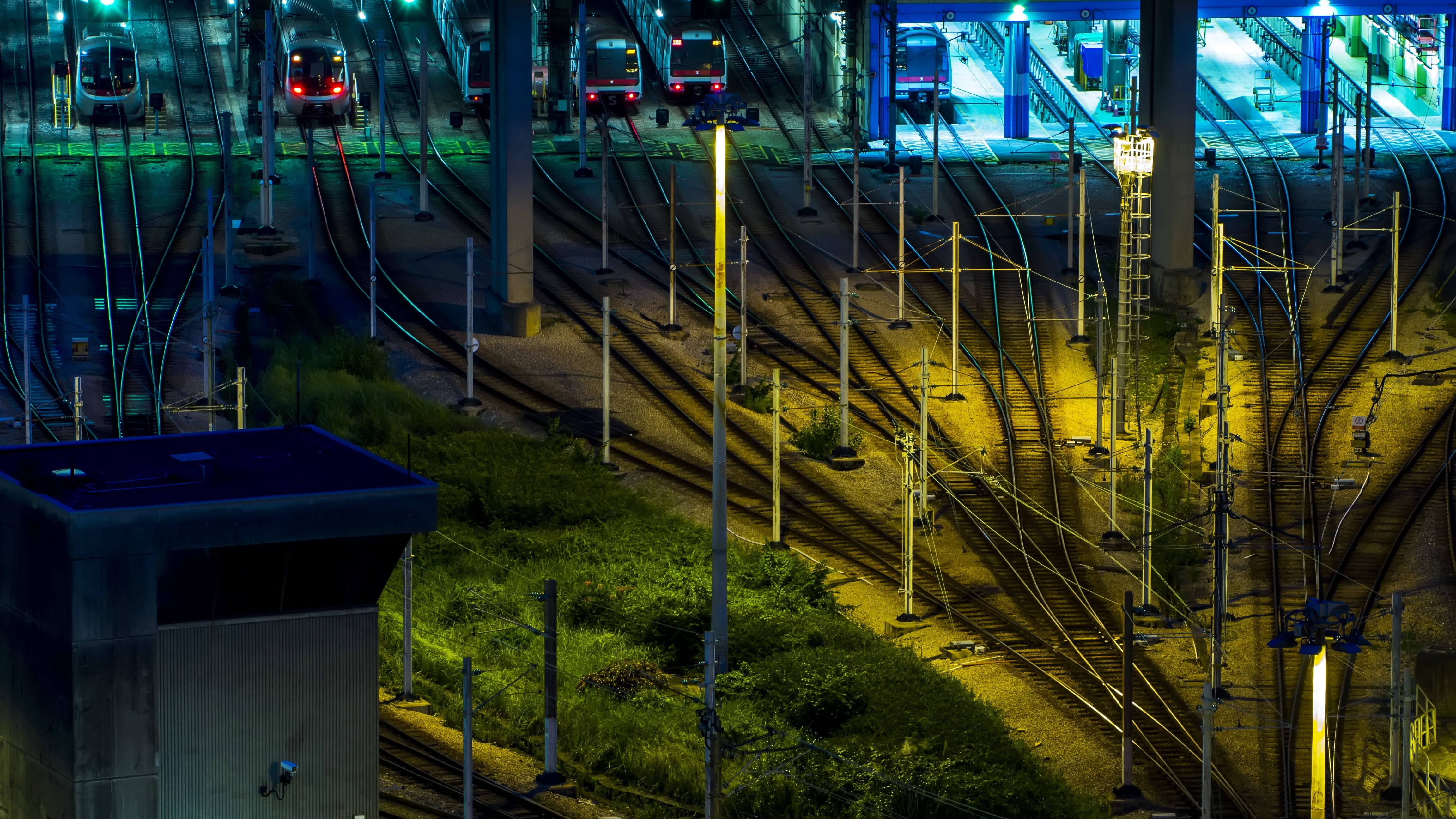 yellow, plant, transportation, building exterior, reflection, nature, architecture, city, digital, outdoors, high angle view, night, connection, HD Wallpaper