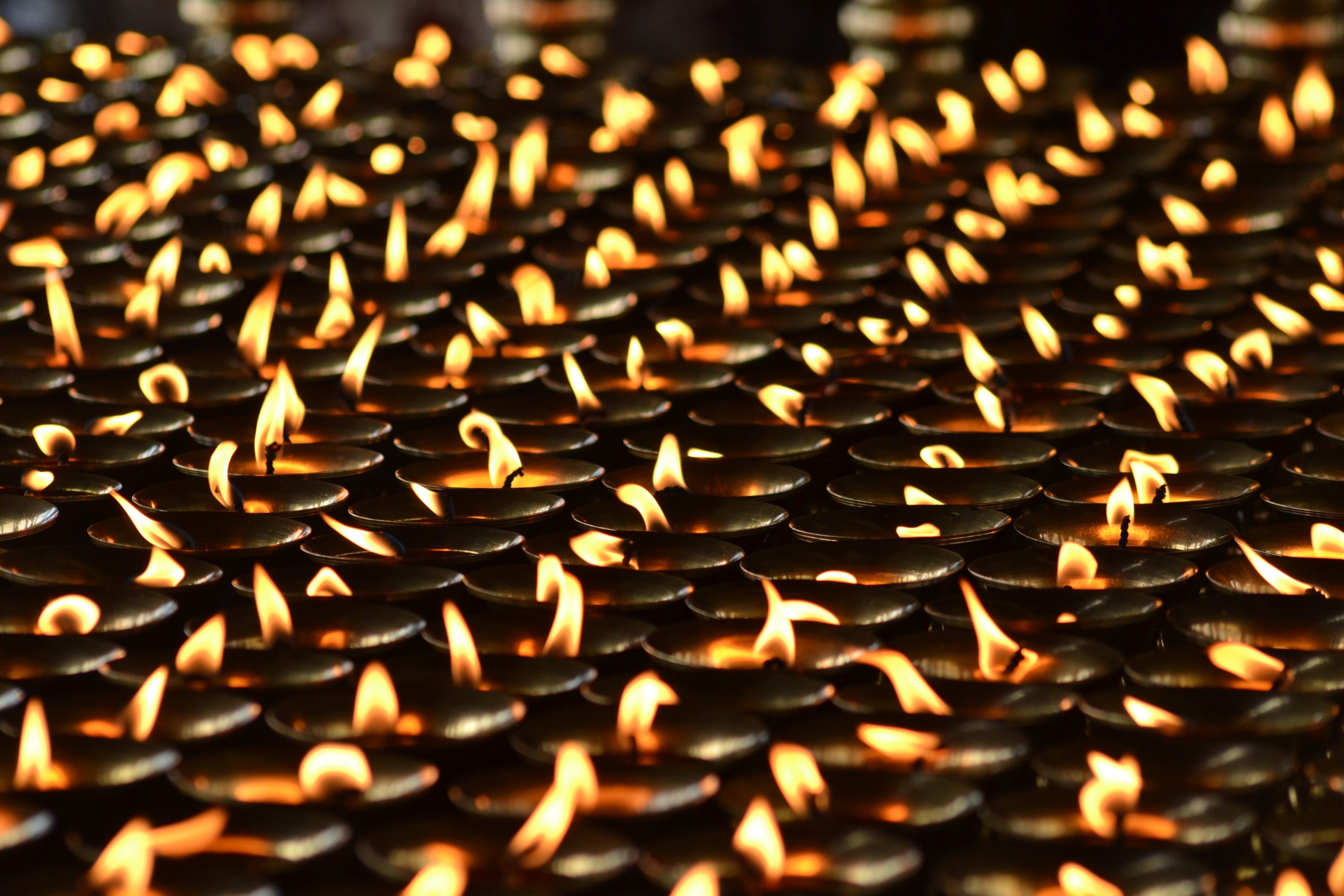 diwali, large group of objects, festival, lighting equipment, lighted, flame, abundance, lamps, fire, backgrounds, order, illuminated, closeup, repetition, HD Wallpaper