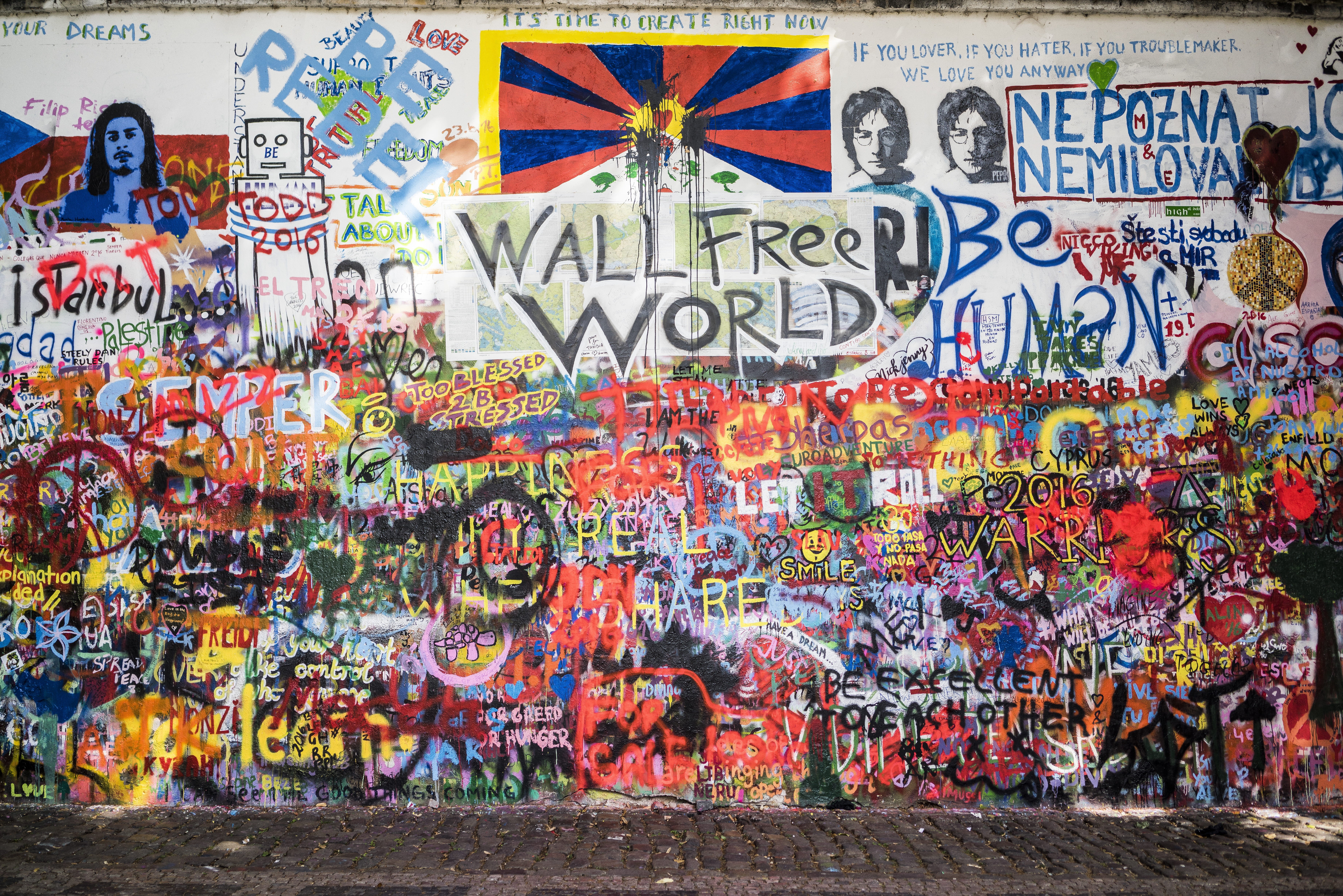 art, built structure, wall - building feature, 5K, street, no people, prague, mural, beside, creativity, day, multi colored, world, male likeness, wall  world, HD Wallpaper