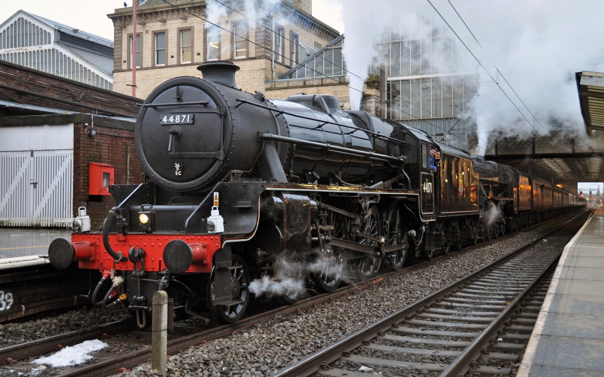 train, steam locomotive, 1080P, terminals, railway, train station, HD Wallpaper