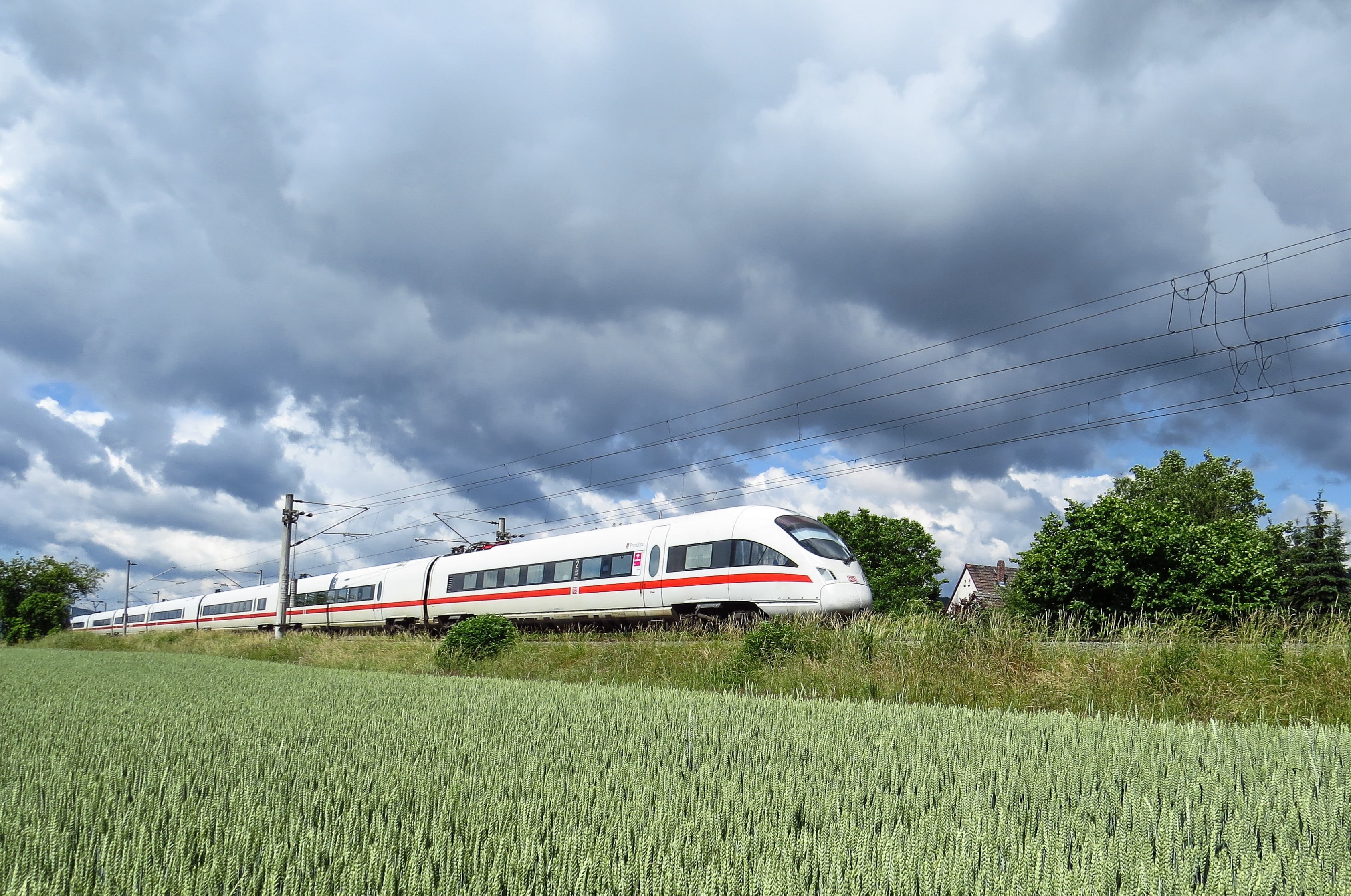 mode of transportation, nature, overcast, bullet, no people, train, trains, sky, power supply, field, day, land, selective, agriculture, photography, ice, HD Wallpaper