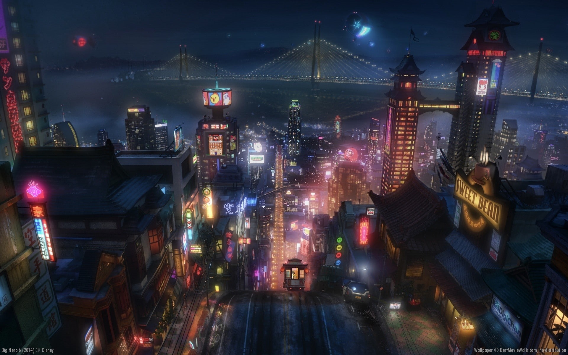 Animated Movies, San Fransokyo, Big Hero 6, Tram, movies, 1080P, HD Wallpaper