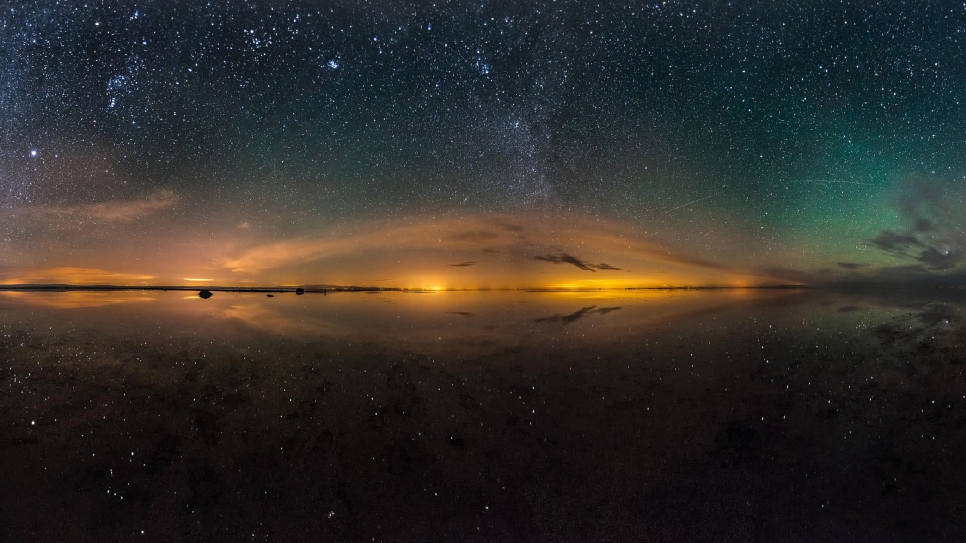 starry night, stars, amazing, night, tranquility, space, salt lake, sea, kashan, idyllic, sky, 1080P, beauty in nature, tranquil scene, no people, maranjab desert, HD Wallpaper