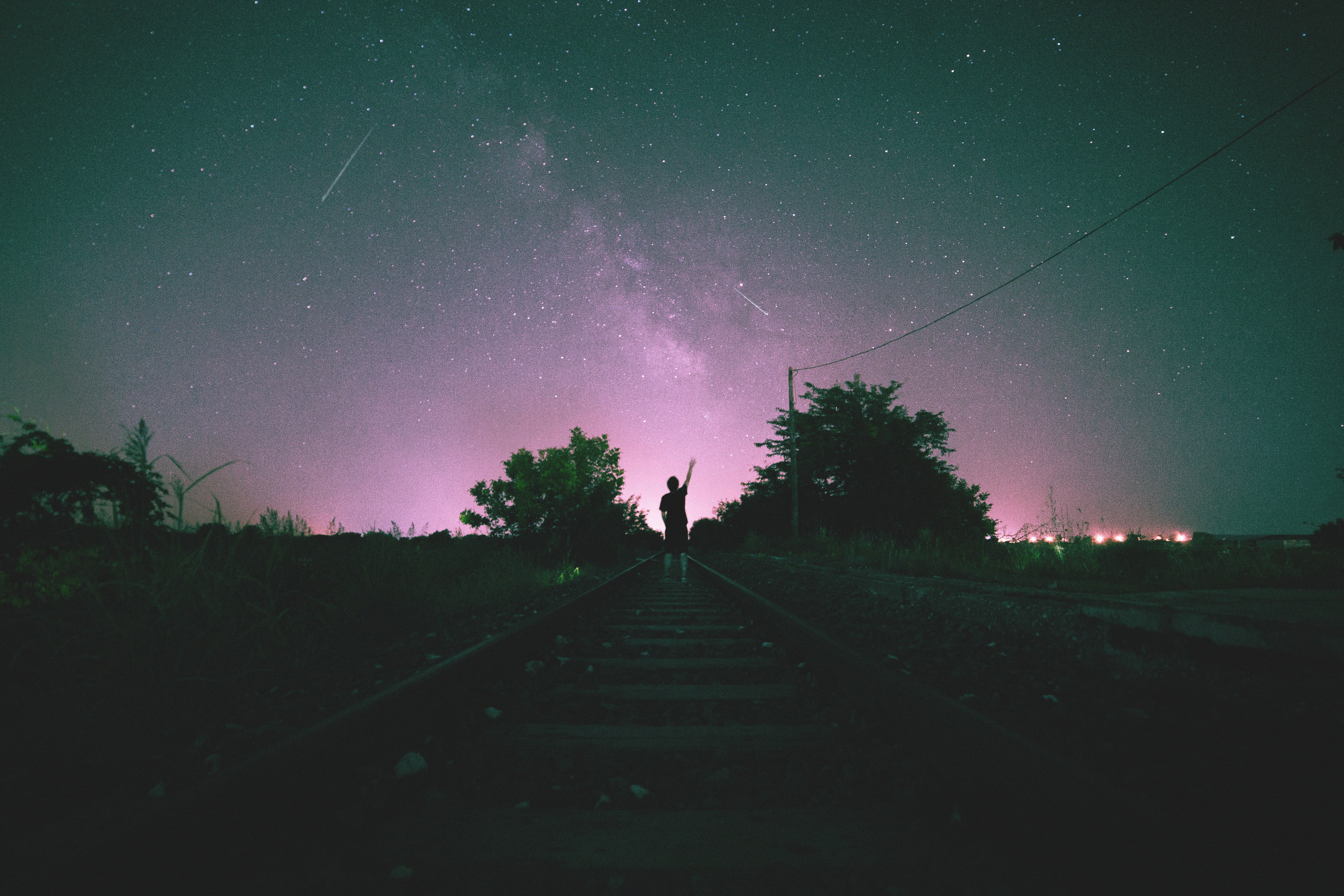 dusk, nature, no people, galaxy, star - Space, track, night, nebula, sunset, direction, digital, blue, light - Natural Phenomenon, milky Way, 5K, diminishing perspective, HD Wallpaper