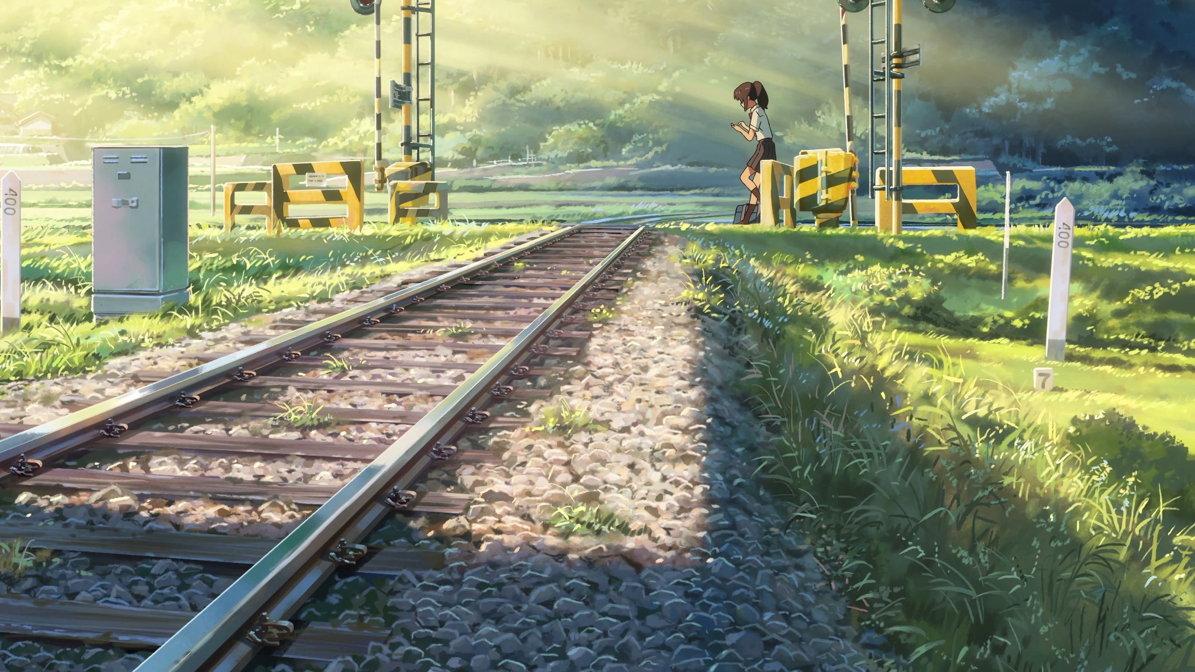 railway, 4K, Kimi no Na Wa, anime, Makoto Shinkai, HD Wallpaper