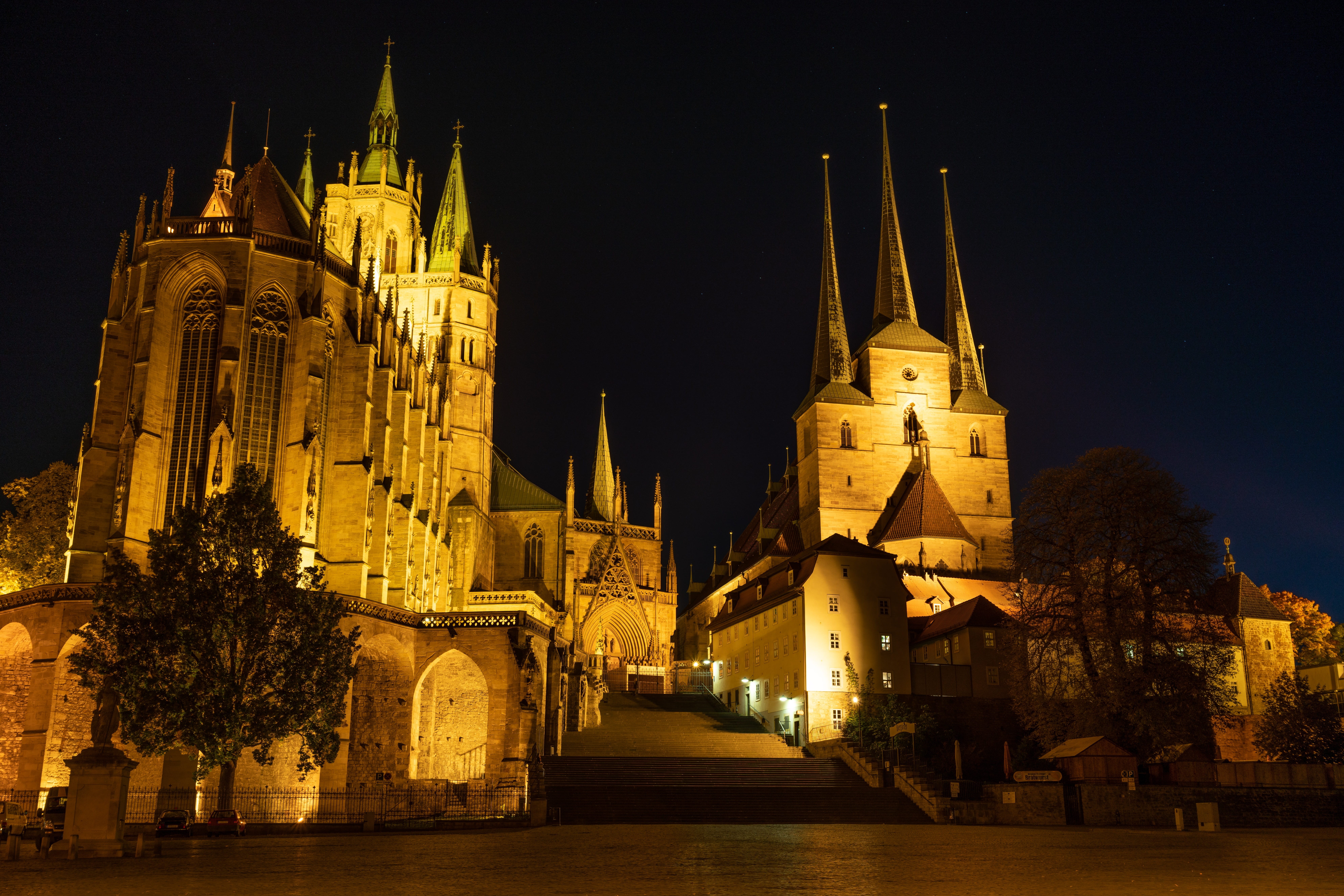 imposing, travel destinations, evening, tower, building exterior, places of interest, chapel, gothic style, history, building, spirituality, faith, built structure, HD Wallpaper