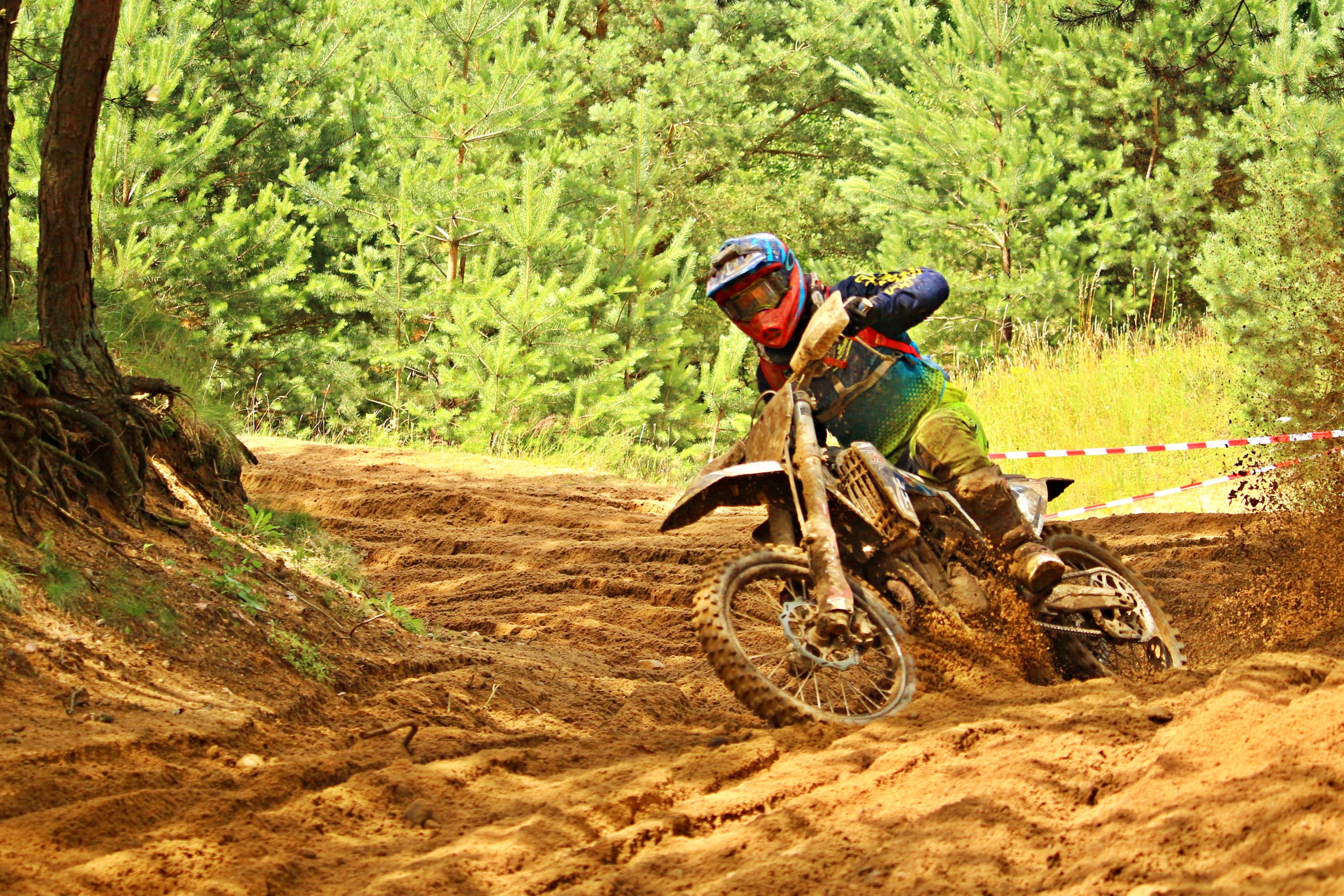 motorsport, action, mountain Biking, ride, land vehicle, land, 5K, sports Race, dirt Road, people, extreme Sports, Enduro, tree, road, men, adventure, HD Wallpaper