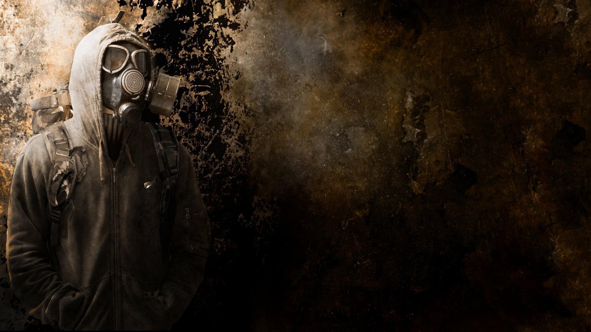 gas masks, apocalyptic, 1080P, grunge, men, HD Wallpaper