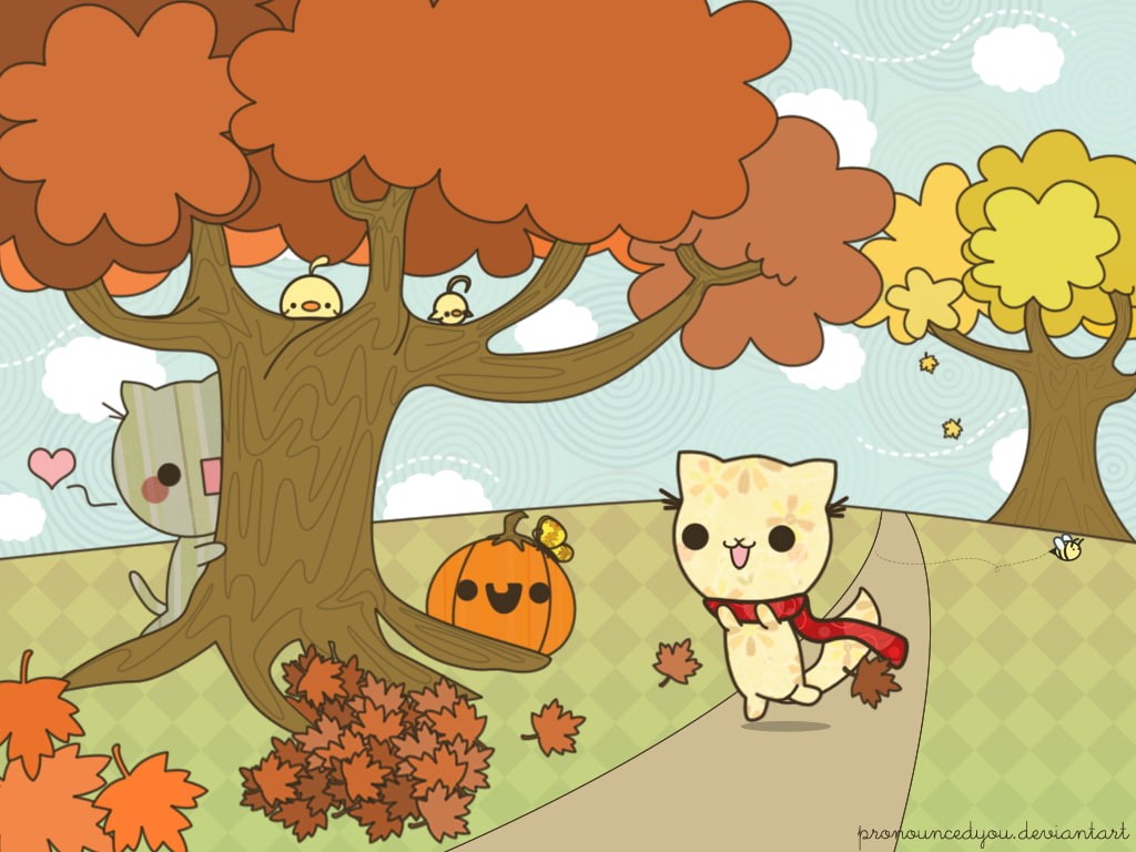 tree, art and craft, cat, clothing, representation, feline, orange color, vertebrate, leaves, clouds, animal, domestic animals, animals, scarf, bees, pumpkin, HD Wallpaper