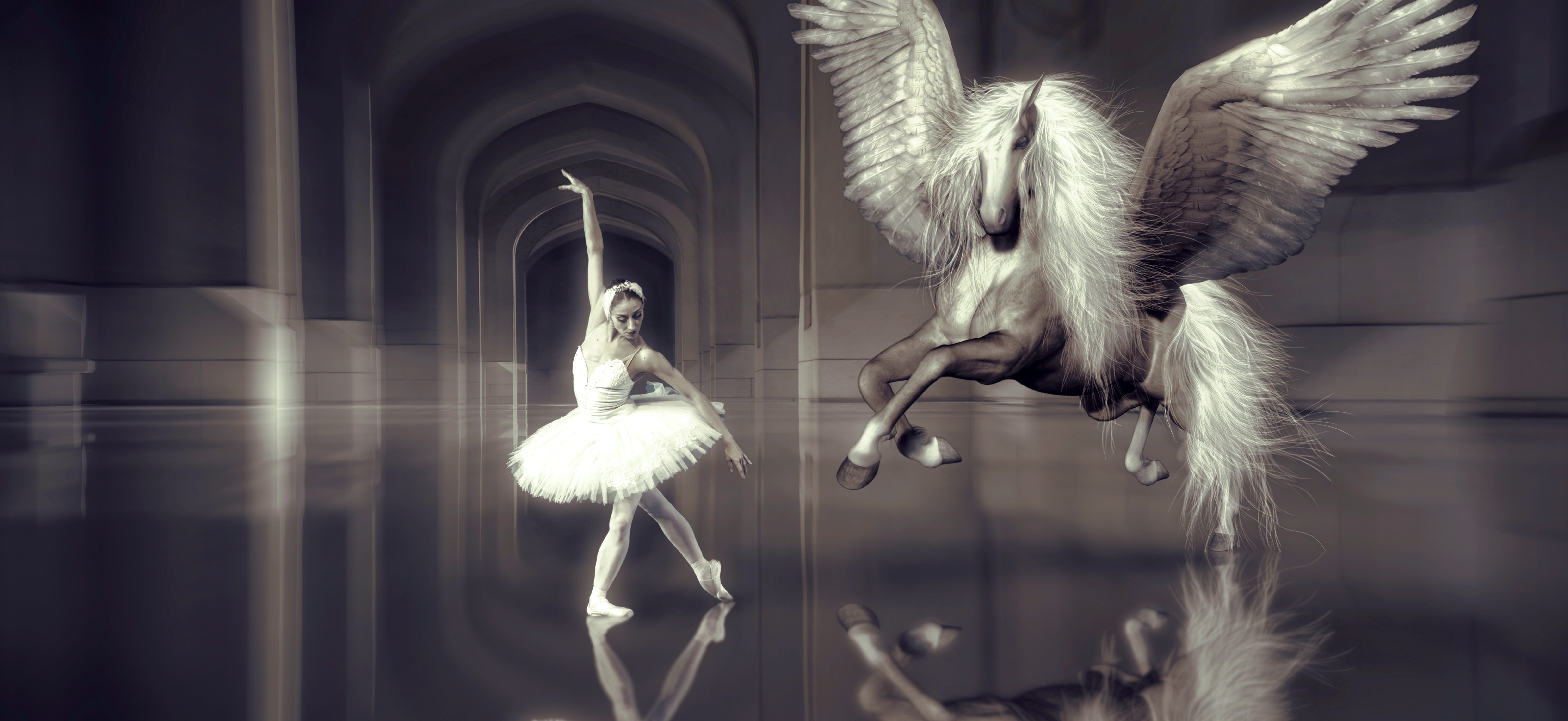 female, close-up, animal themes, nature, animal, animals in the wild, girl, columnar, vertebrate, hall, mirroring, ballet, beautiful, angel, pose, religion, HD Wallpaper