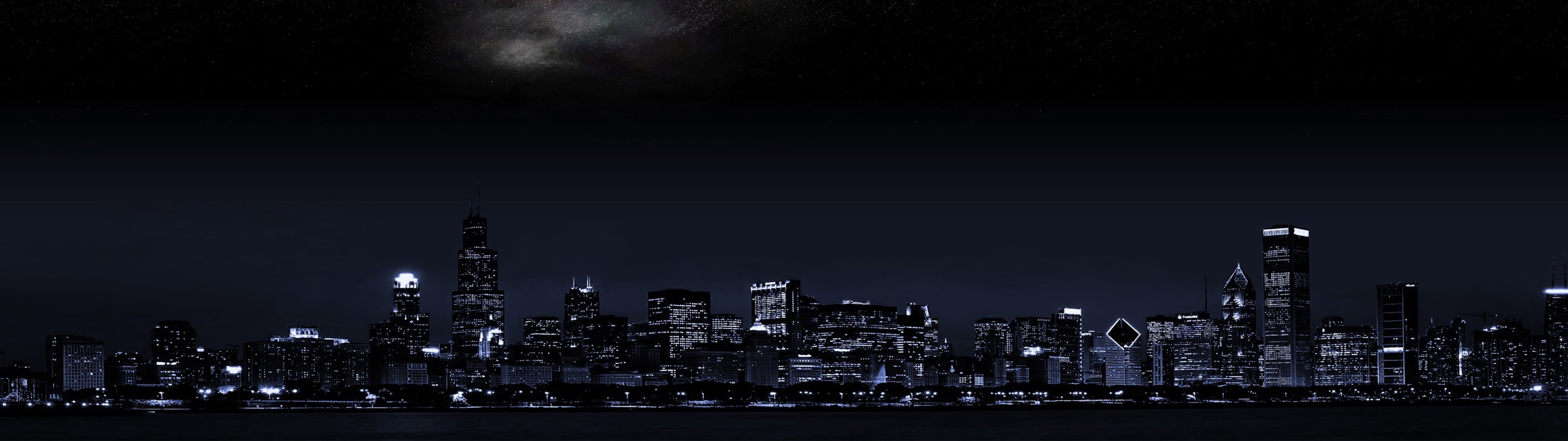 financial district, city, residential district, no people, night, architecture, building, 4K, city life, urban skyline, skyscraper, multiple display, travel destinations, HD Wallpaper