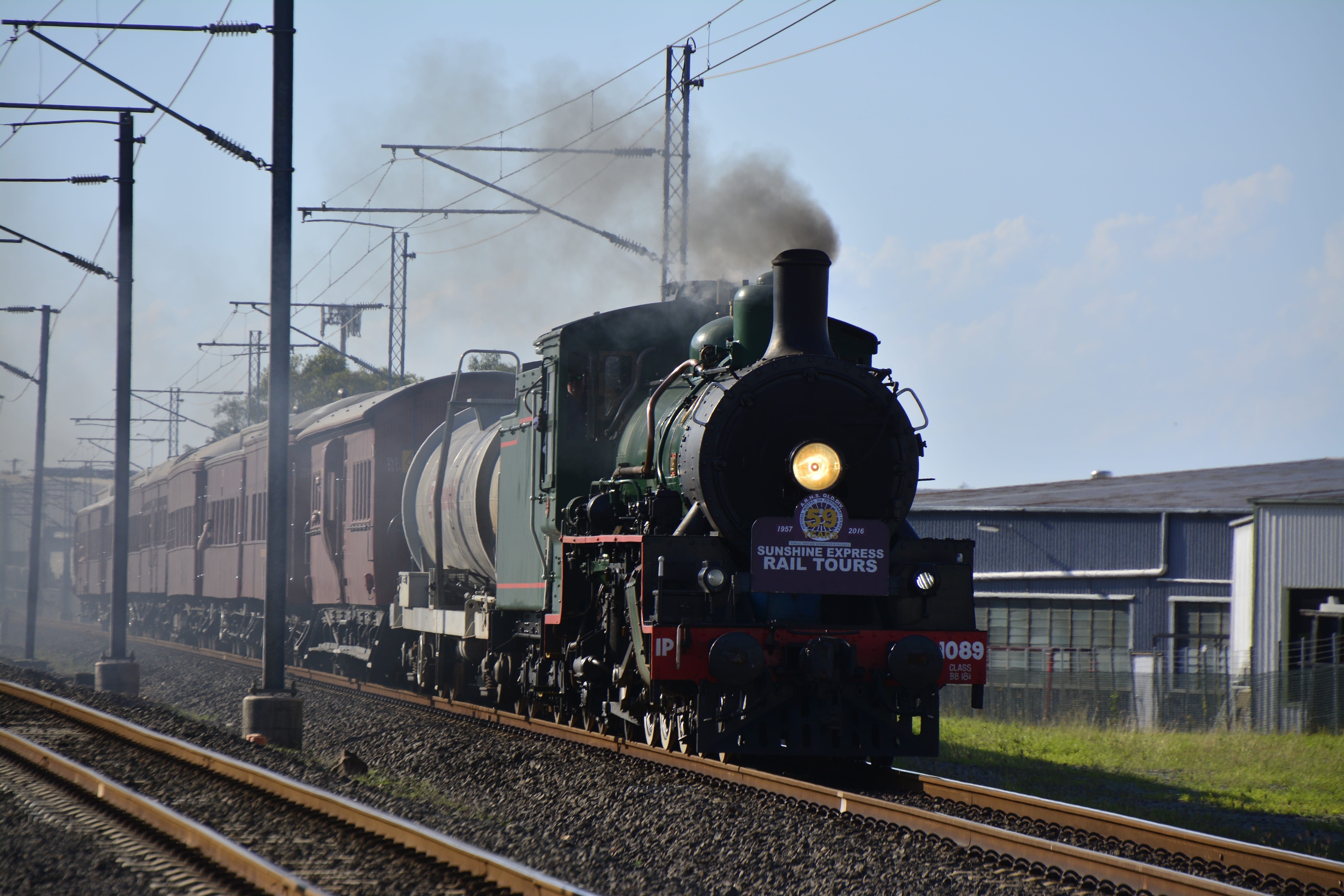 service, departure, journey, no people, track, australia, transit, railway, steam train, smoke - physical structure, public transportation, railroad station, HD Wallpaper