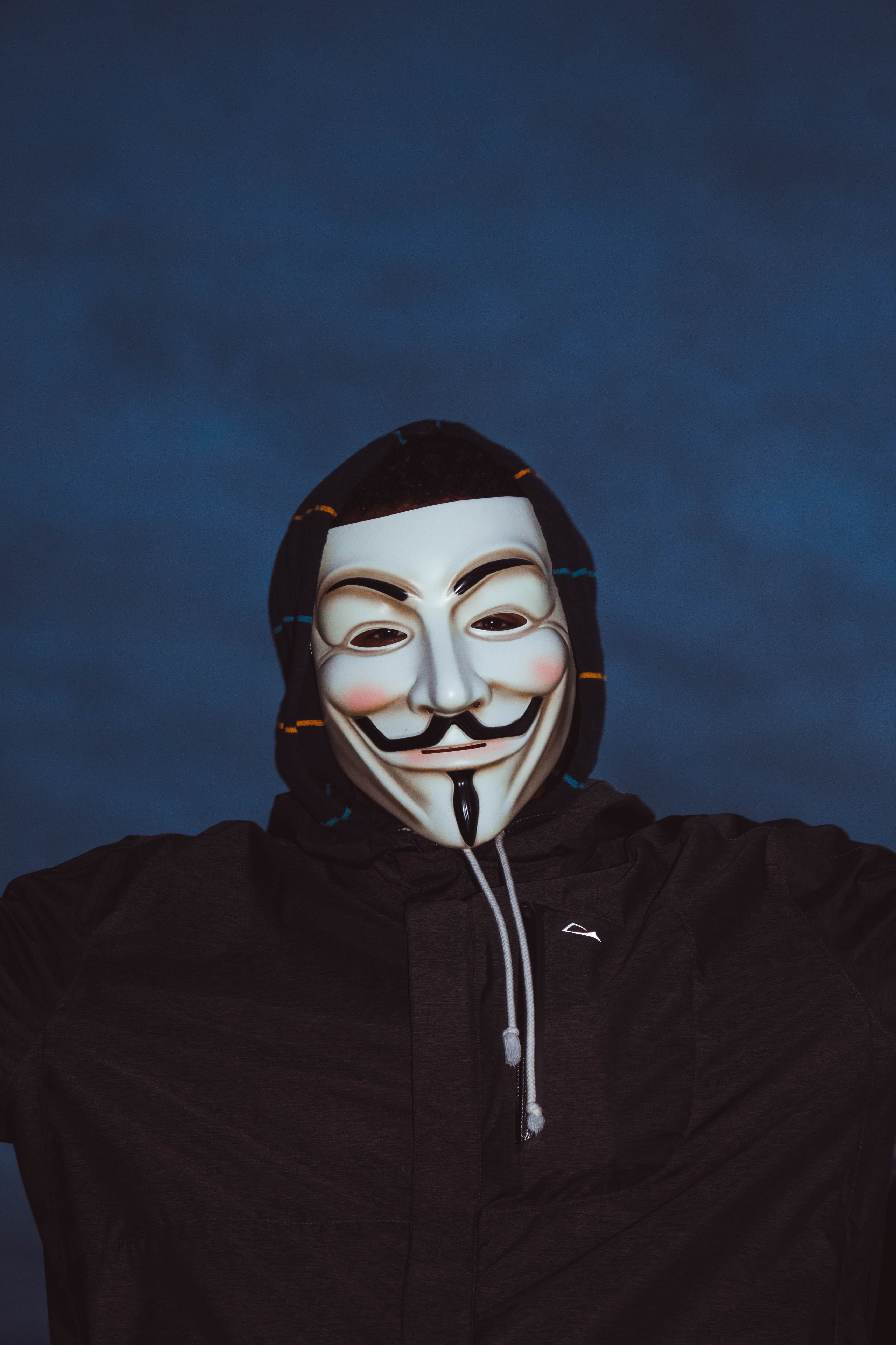 obscured face, looking at camera, one person, close-up, young adult, mask - disguise, portrait, fashion, representation, 5K, mask, disguise, unrecognizable person, Phone HD Wallpaper