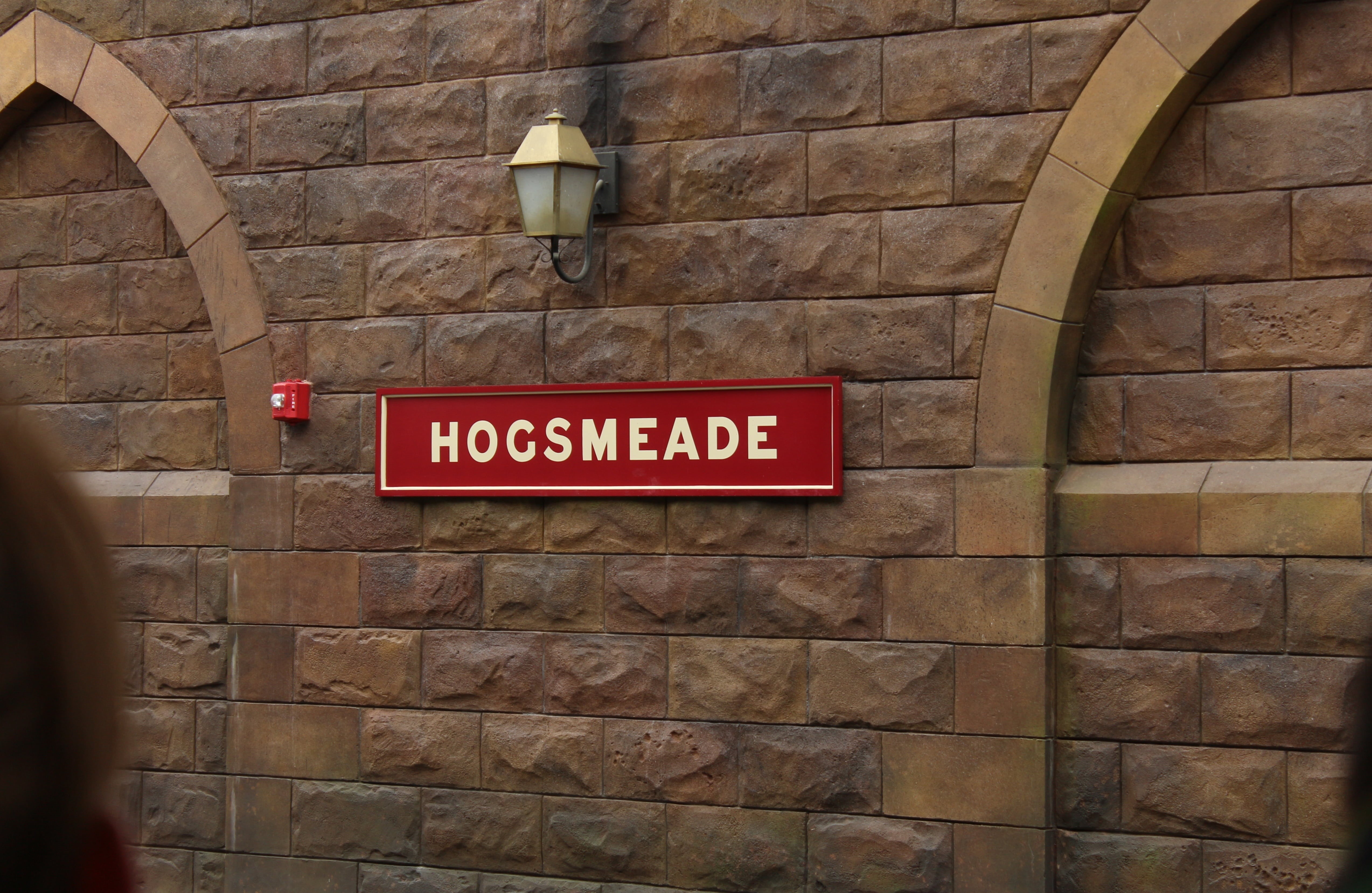 built structure, red, harry potter, information sign, text, hogsmeade, brick wall, no people, architecture, illuminated, sign, signage, train station, information, HD Wallpaper