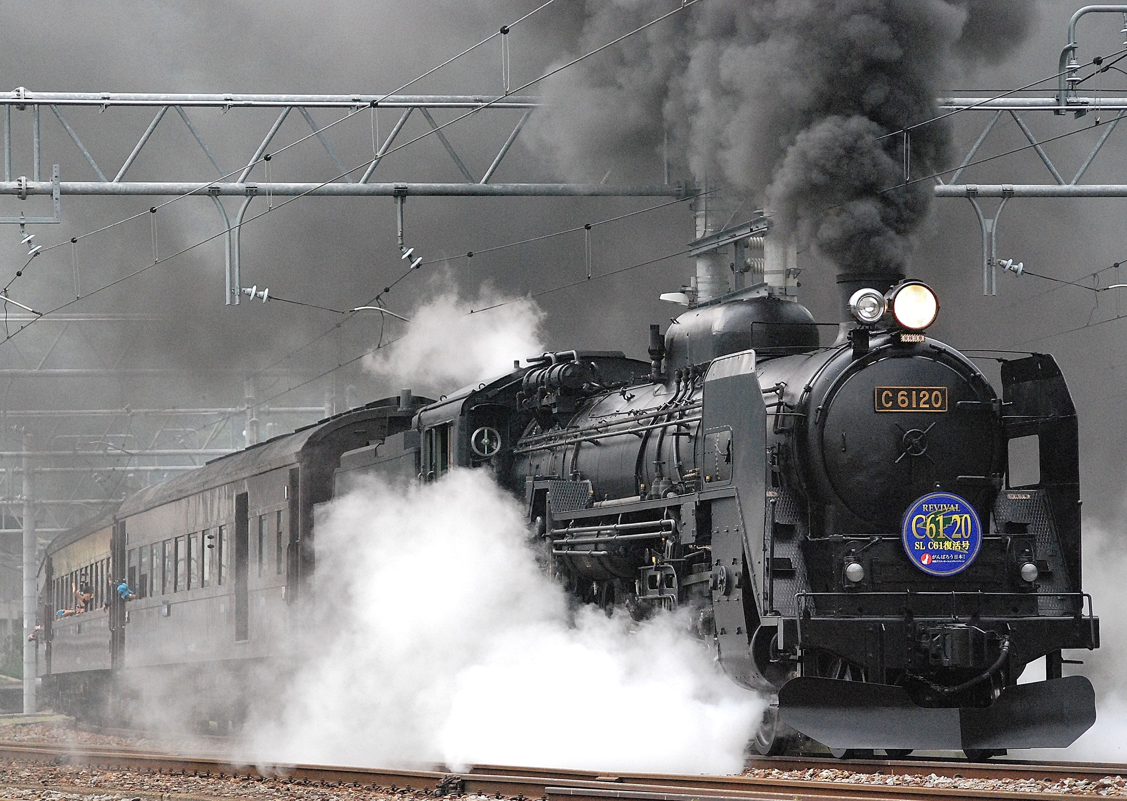 2K, rail transportation, journey, industry, no people, service, mode of transportation, smoke - physical structure, train - vehicle, transportation, japan, HD Wallpaper