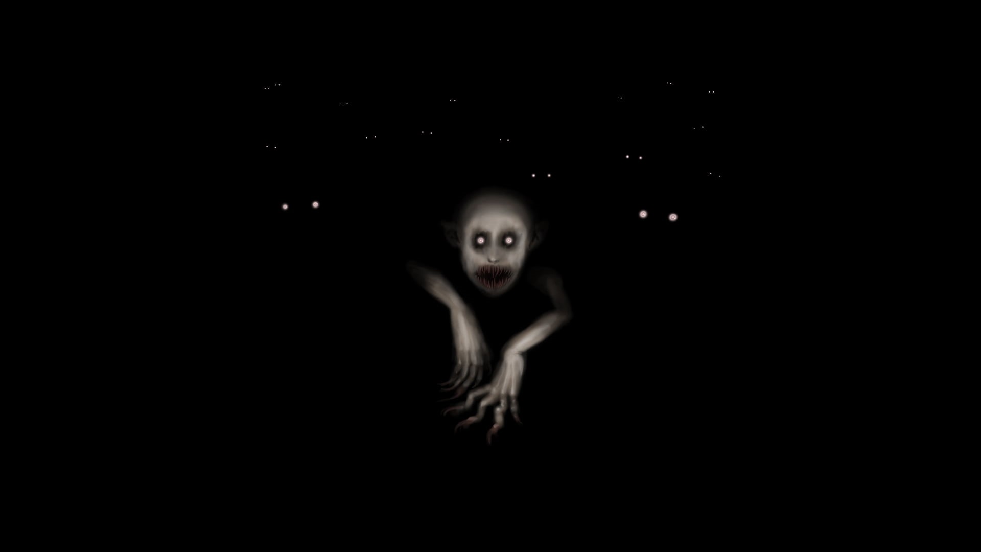 macabre, women, child, studio shot, creepy, standing, motion, black background, night, adult, dark, 1080P, looking at camera, copy space, skill, evil, HD Wallpaper