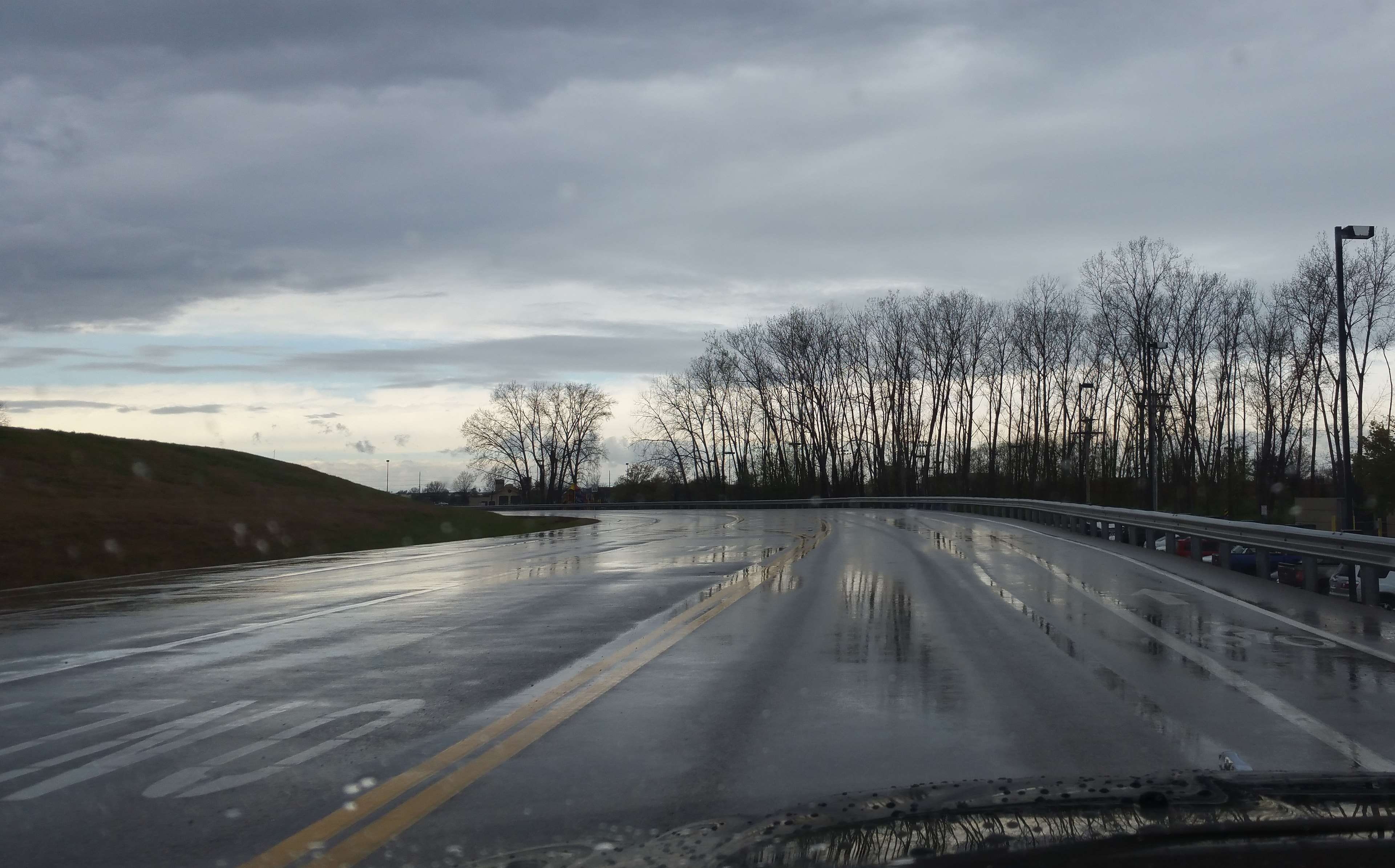 diminishing perspective, mode of transportation, storm, no people, street, symbol, clouds, cloud - sky, direction, plant, car, tree, nature, raindrops, HD Wallpaper