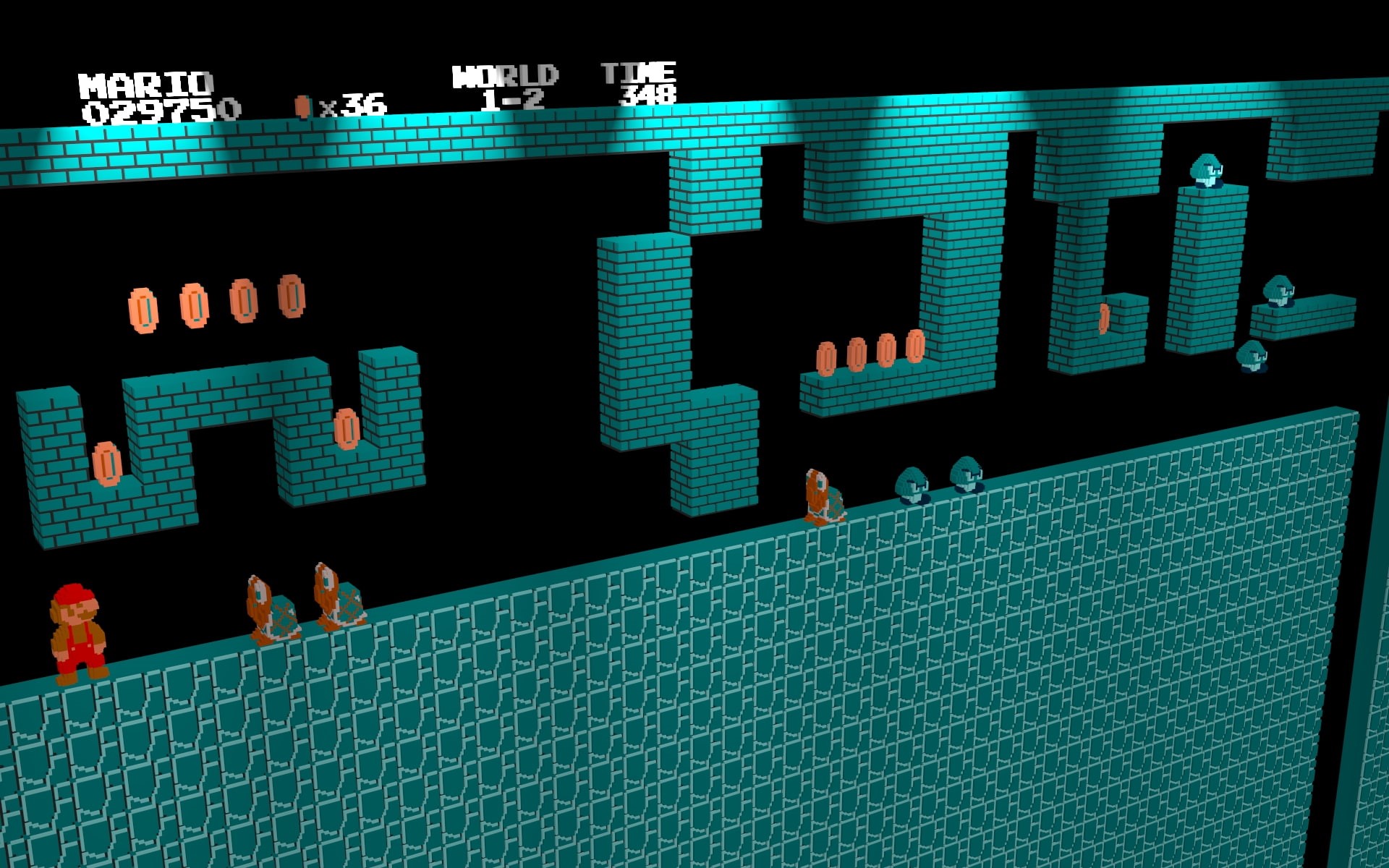 games, hd, 1080P, voxels, bros, super, art, mario, video, Super Mario Bros., HD Wallpaper