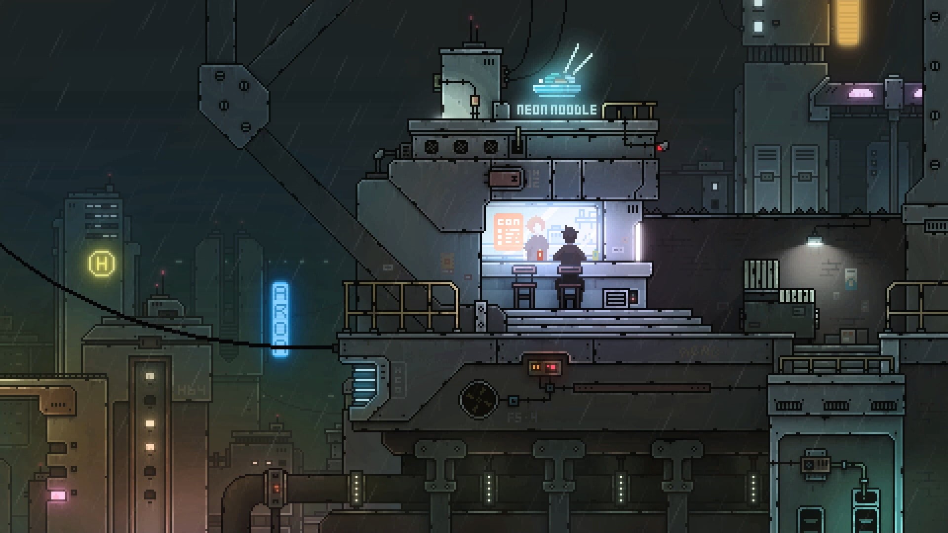 voxels, science fiction, digital art, futuristic, illustration, animation, pixel art, rain, Gordon Zuchhold (Artstation), 1080P, HD Wallpaper