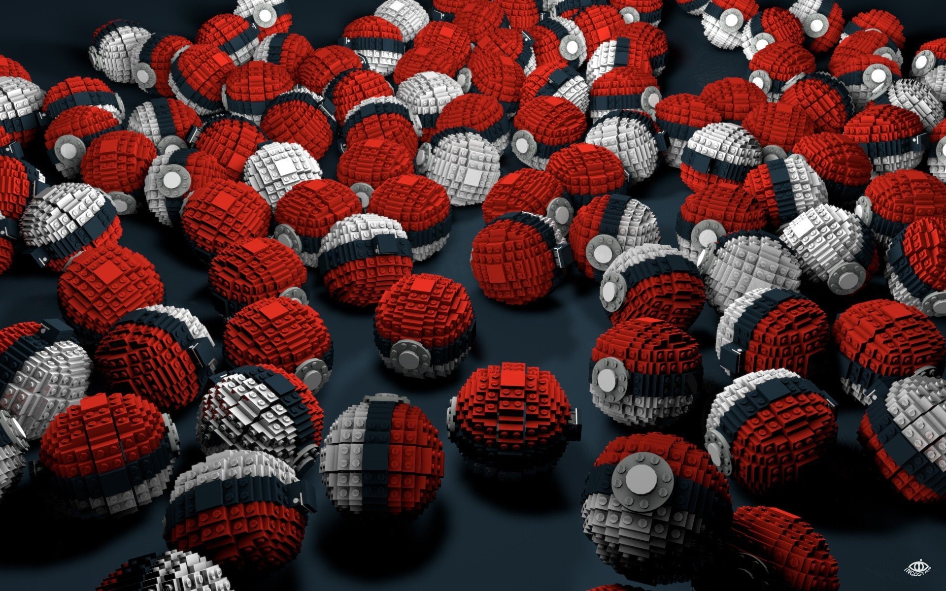 balls, video, abstract, 1080P, legos, pokemon, voxels, games, poke, HD Wallpaper