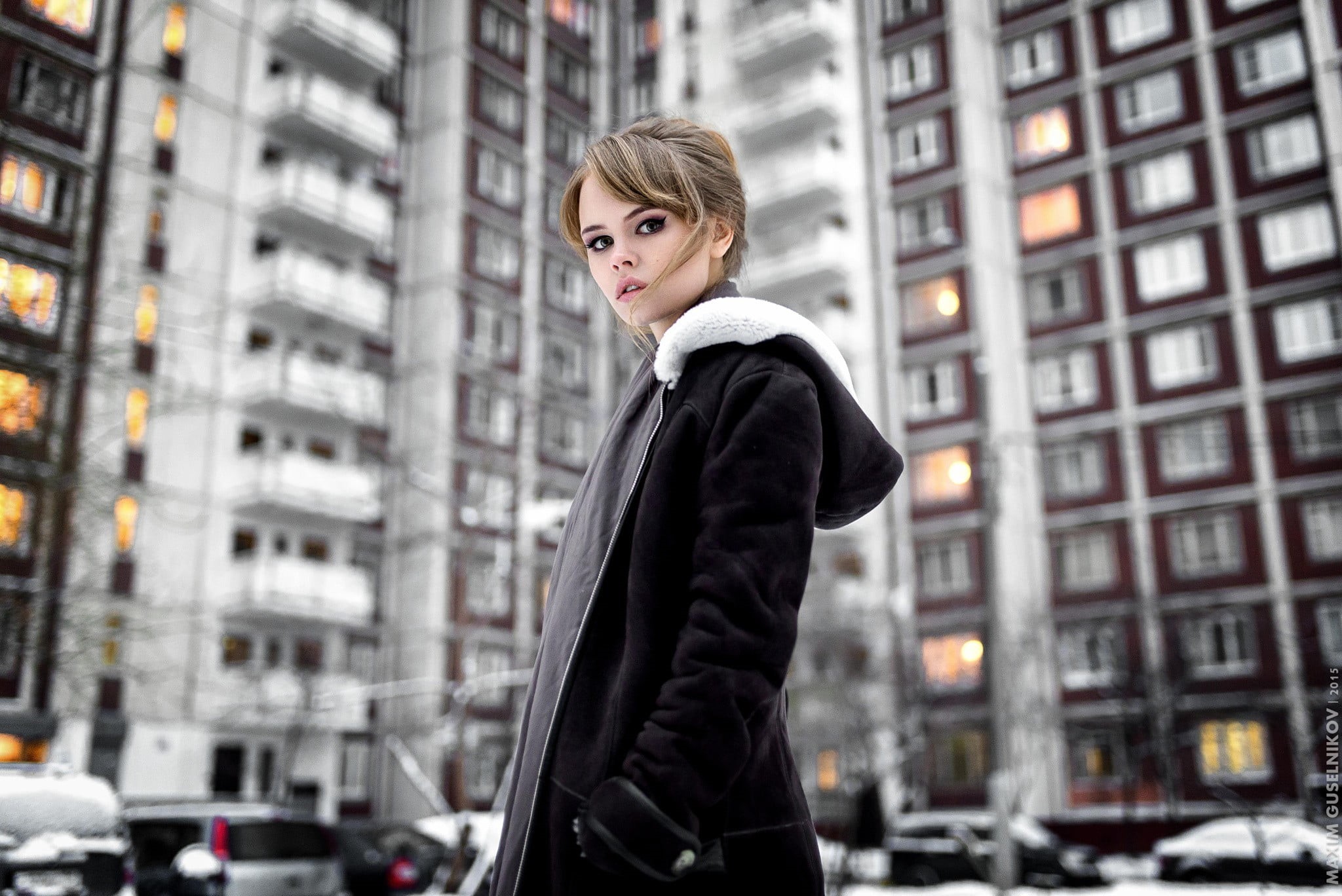 car, blond Hair, elegance, building Exterior, eyeshadow, women, blonde, lifestyles, s, coat, scarf, 1080P, beauty, built Structure, jacket, females, hairstyle, HD Wallpaper