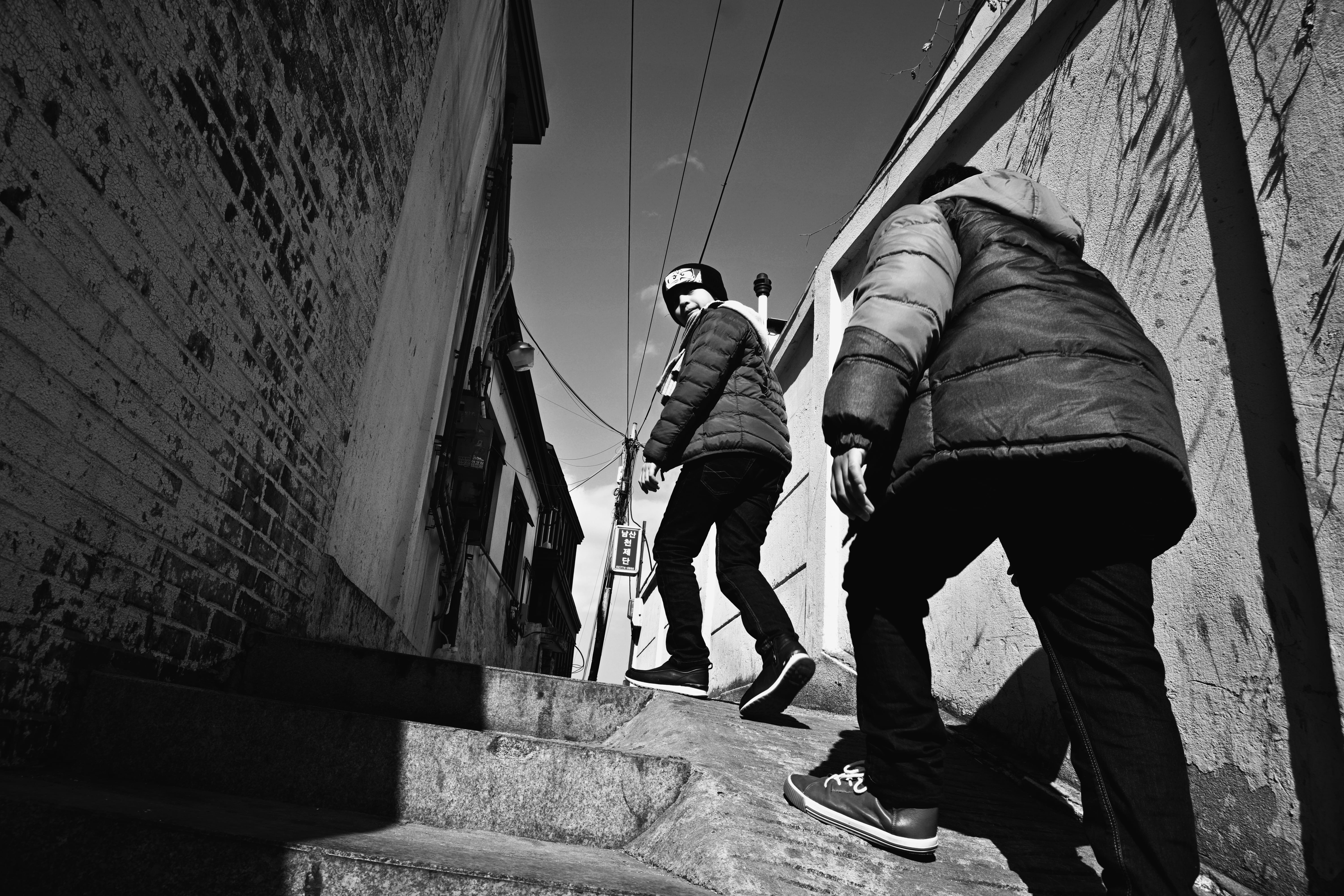 people, lifestyles, building exterior, south korea, full length, leisure activity, 5K, outdoors, streetwear, low angle view, rear view, day, nature, urban, HD Wallpaper