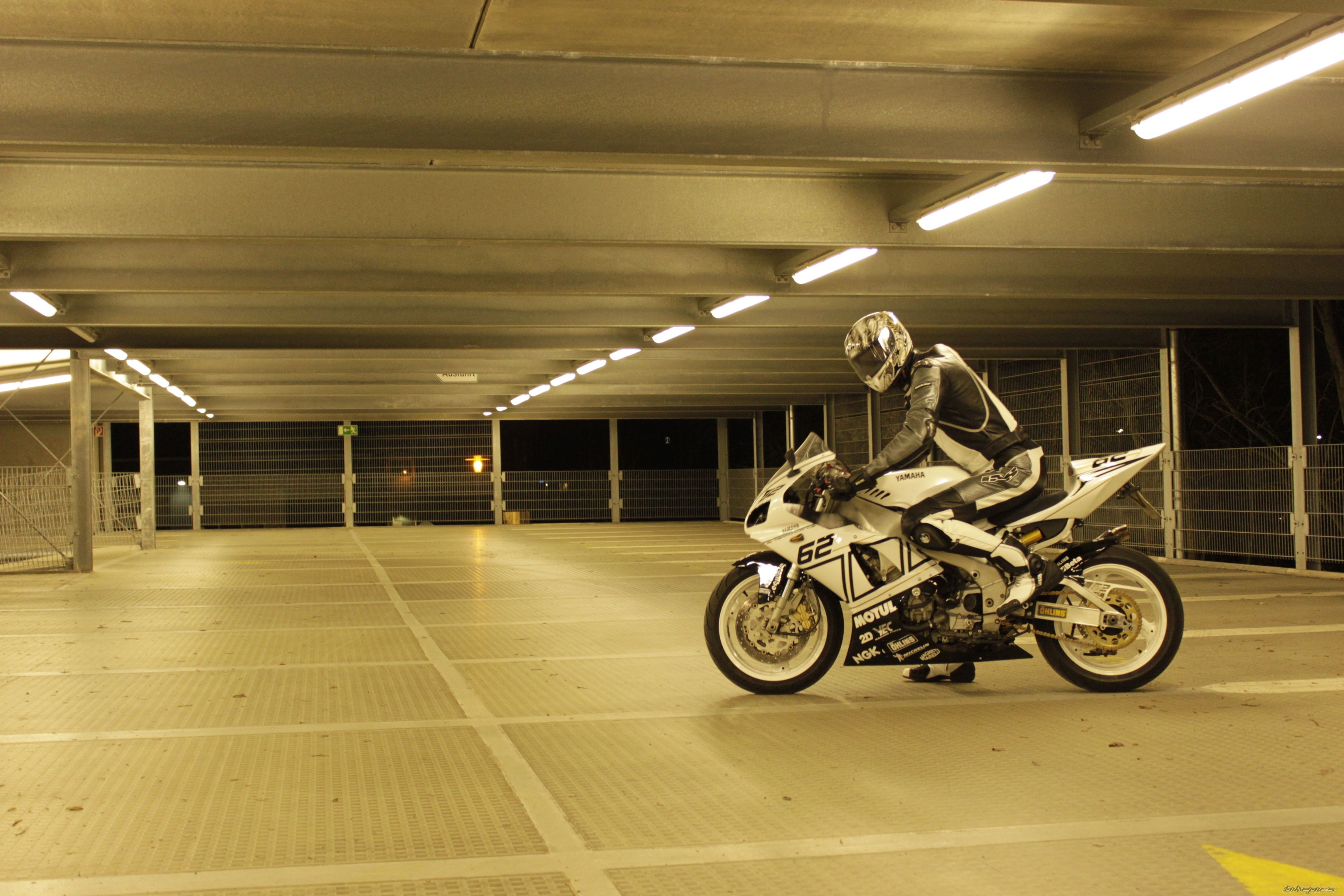 motorcyclist, 4K, parking, yamaha, motorcycle, lot, parking lot, HD Wallpaper