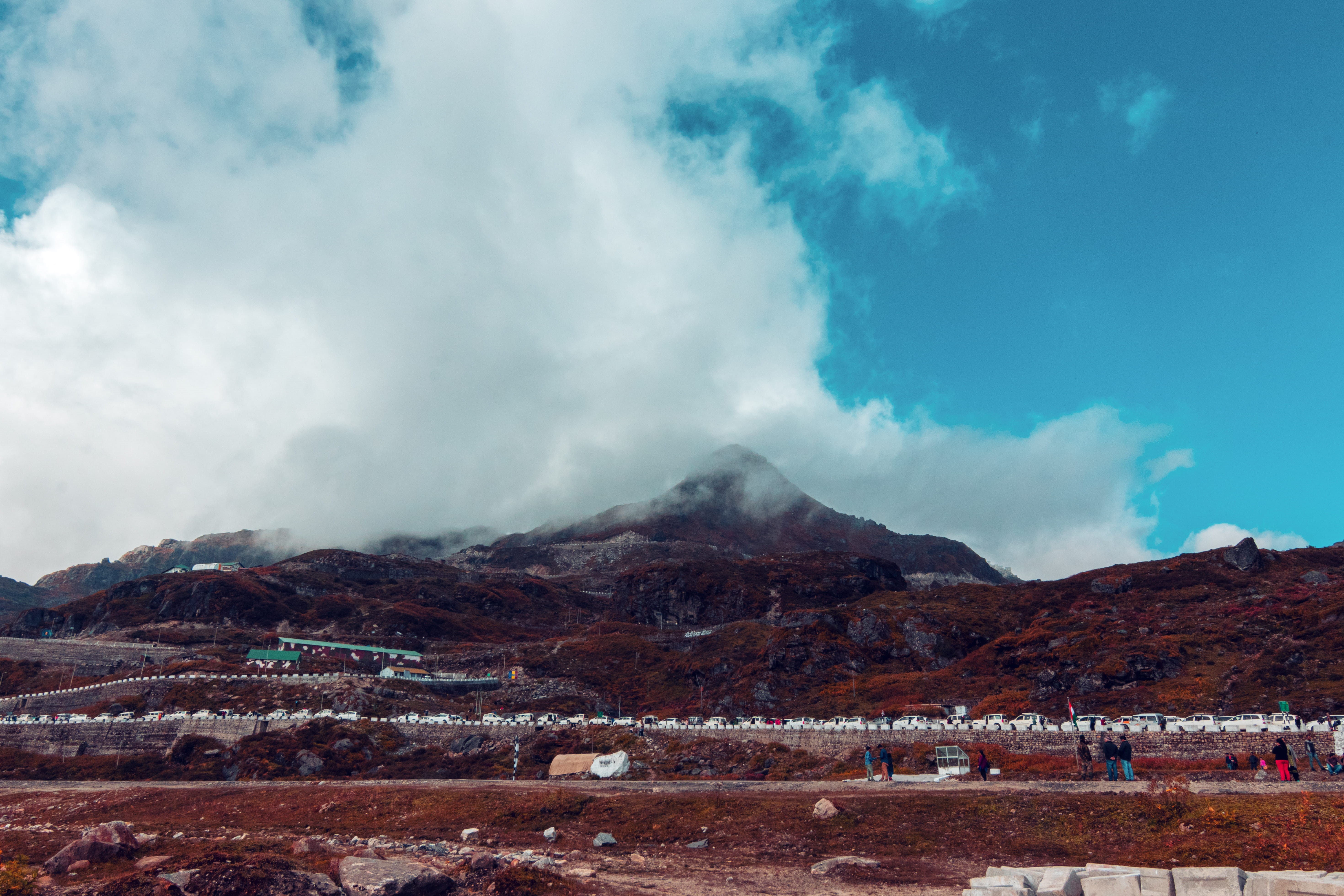 nature, mountain, east sikkim, sky, 5K, day, scenics - nature, smoke - physical structure, beauty in nature, tranquil scene, pollution, geology, power in nature, HD Wallpaper
