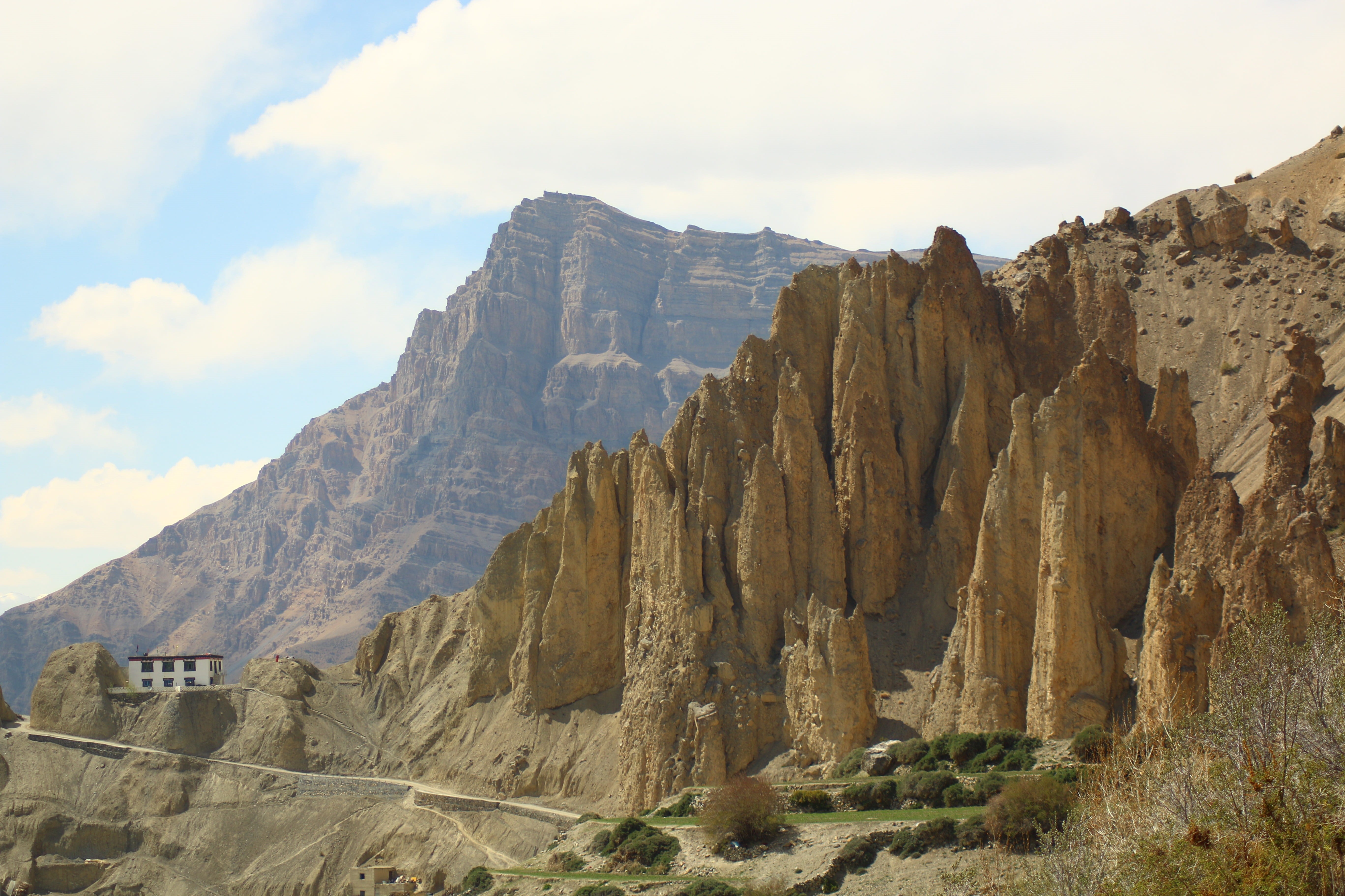 landscape, no people, green, 5K, day, beauty in nature, scenics - nature, rock formation, spiti valley, nature, mountain, himachal pradesh, rock - object, HD Wallpaper