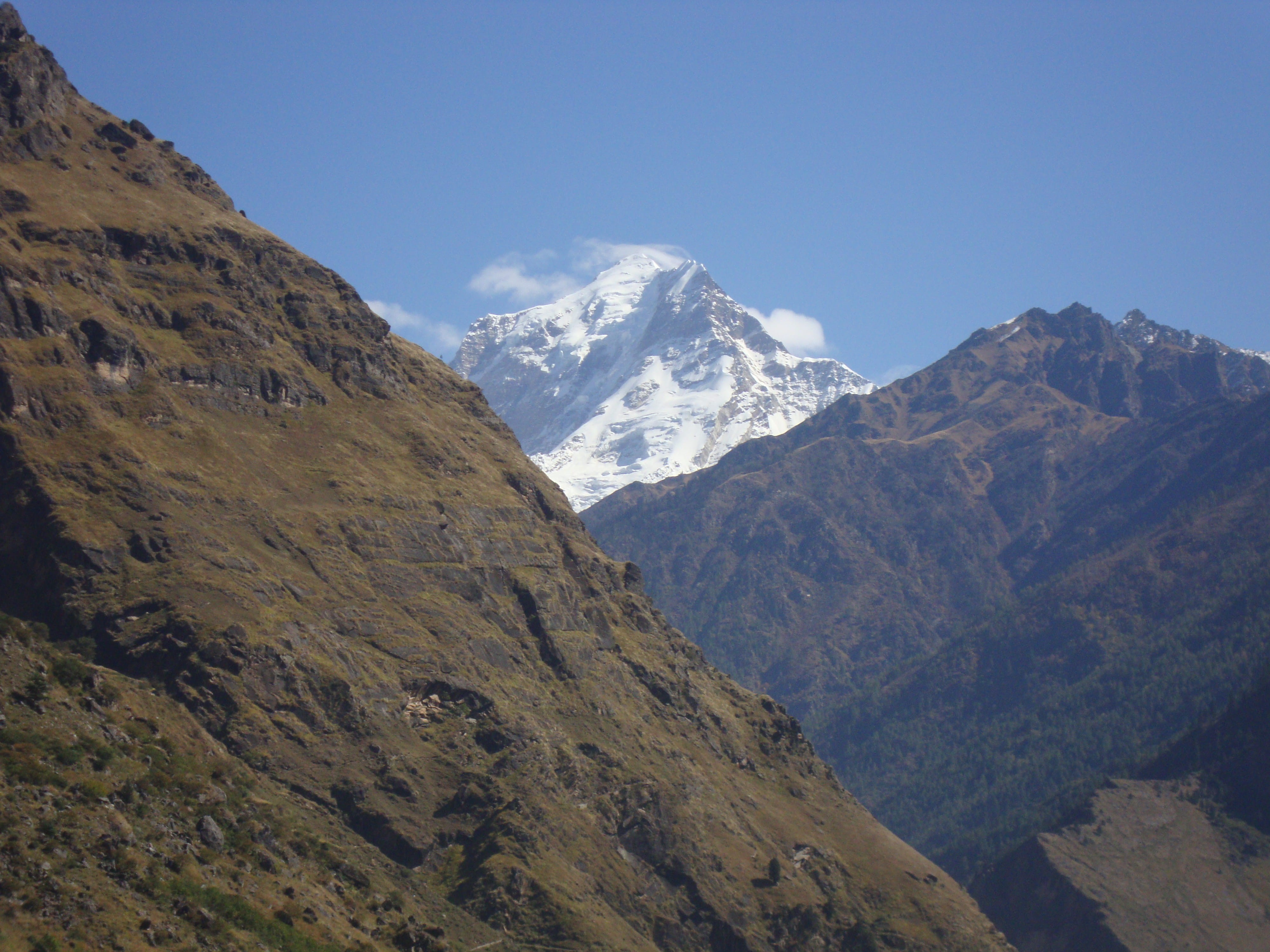 mountain range, no people, rock, winter, dwarahat, himalayas, day, scenics - nature, clear sky, mountain peak, mountain, landscape, 4K, outdoors, badrinath mandir, HD Wallpaper