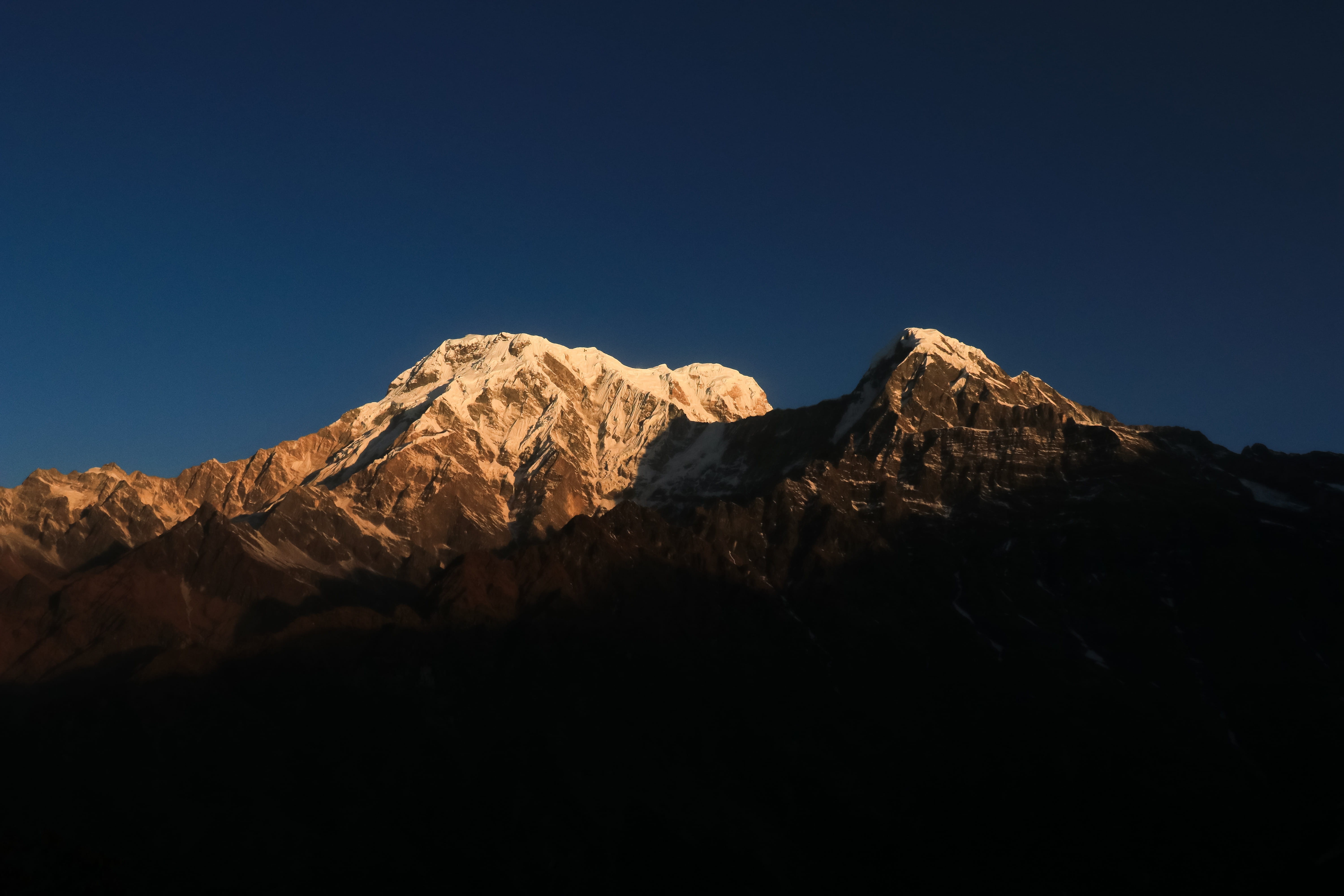 nature, mountain range, snow, blue, mountain peak, eroded, rock - object, outdoors, 5K, mardi himal trek, remote, solid, copy space, mountain, capped, HD Wallpaper
