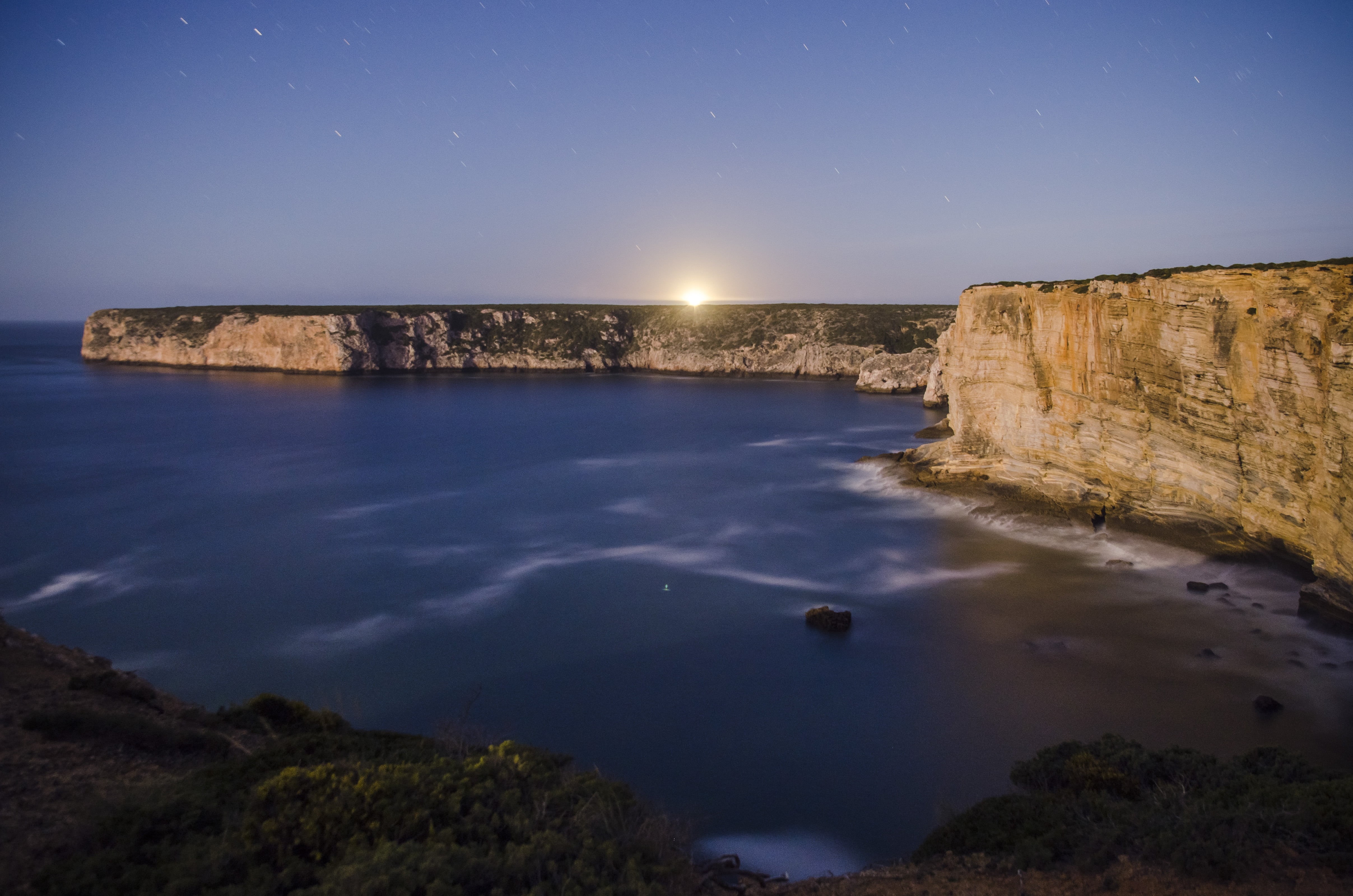 coastline, hour, rock, Lighthouse, scenics, Portugal, golden hour, blue, landscapes, night, landscape, nature, photography, 4K, landscape photography, HD Wallpaper