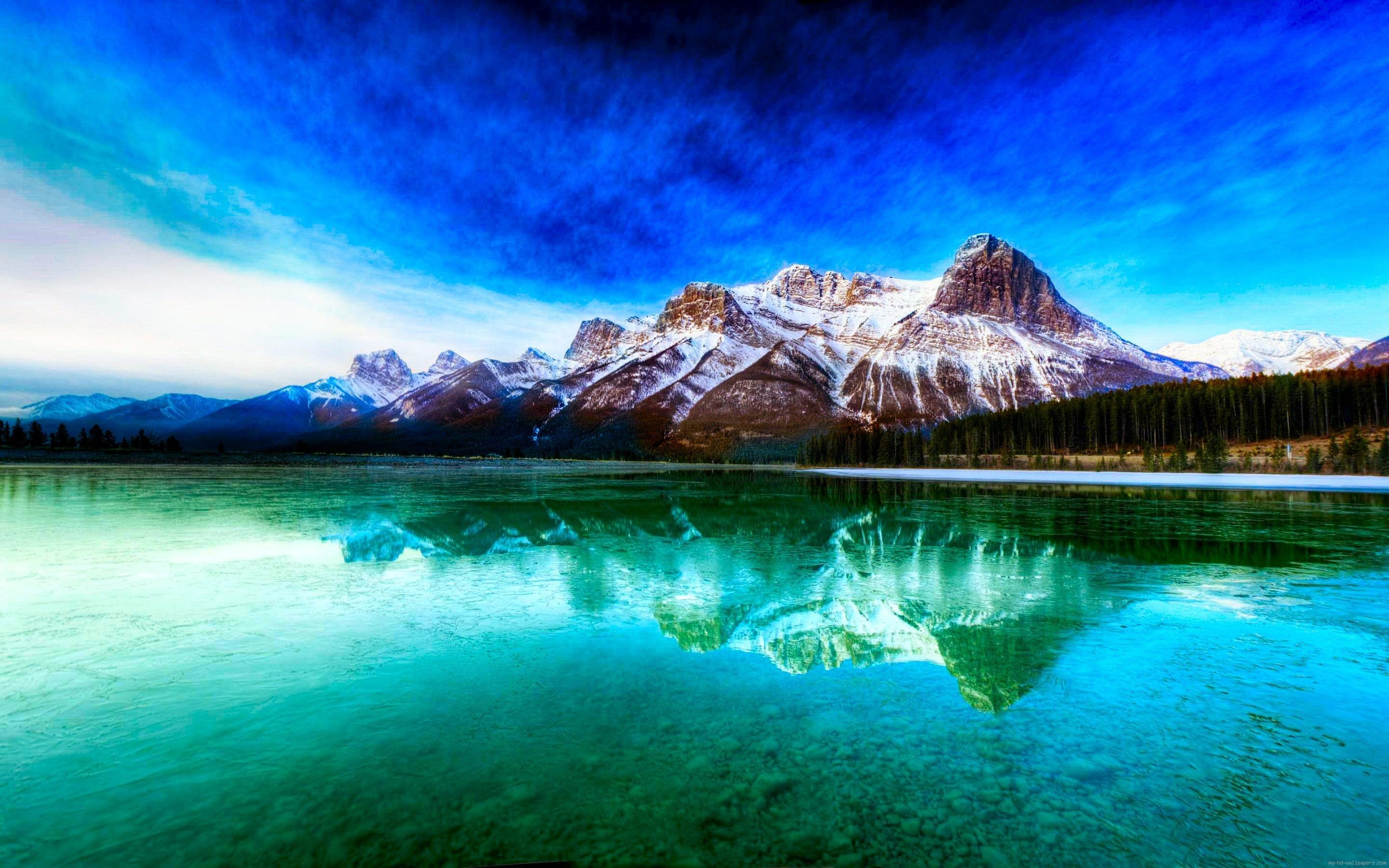 water, body, mountain, 2K, landscape, nature, ranges, moutain, reflect, lake, HD Wallpaper