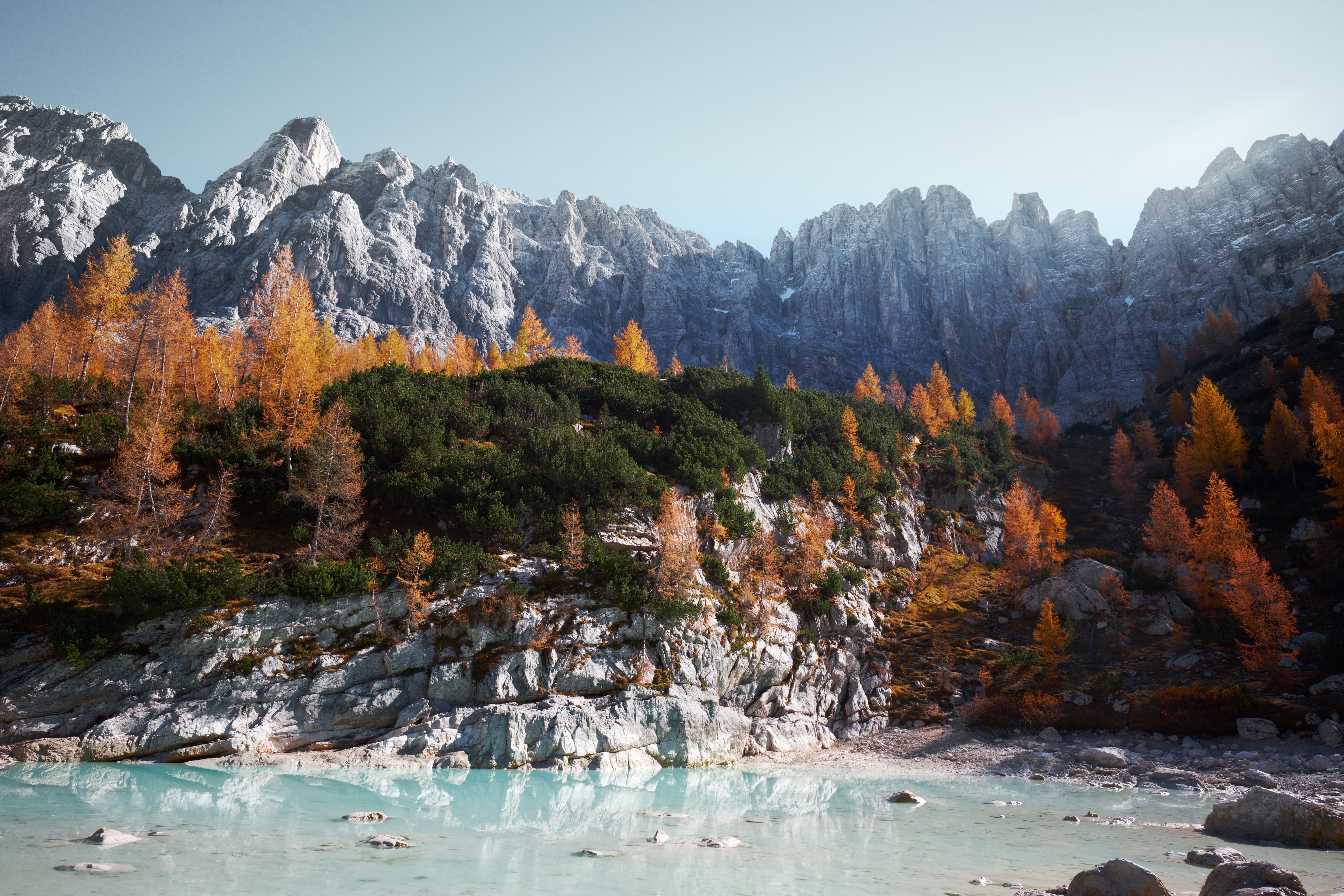 daytime, ice, scenics - nature, beauty in nature, non-urban scene, water, mountain, moutain, autumn, 5K, worms, view, brown, trentino, wild, change, sky, HD Wallpaper