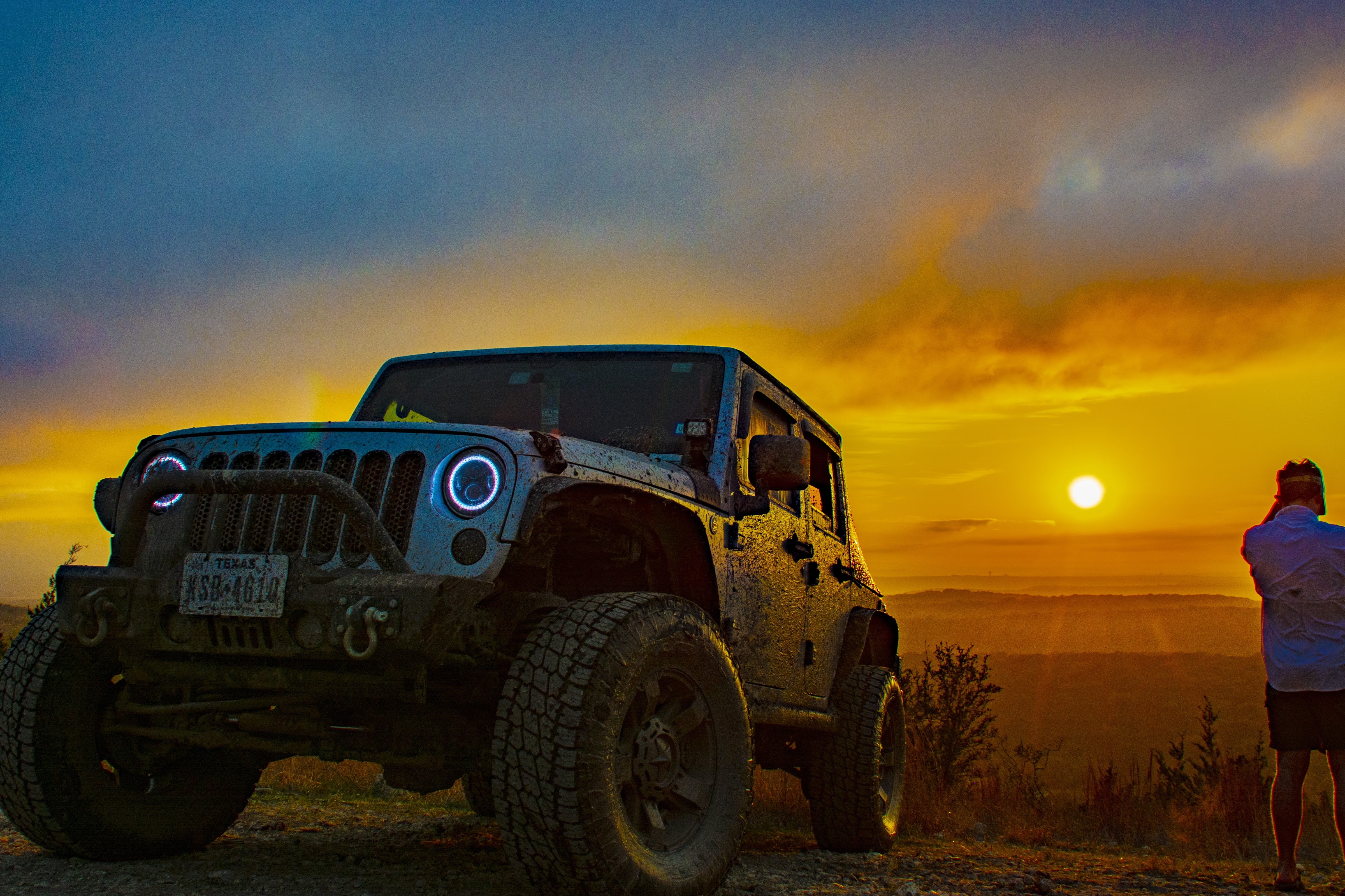 land vehicle, men, moutain, car, transportation, adventure, good time, 4K, field, profile view, outdoors, standing, lake, jeep, real people, nature, travel, HD Wallpaper