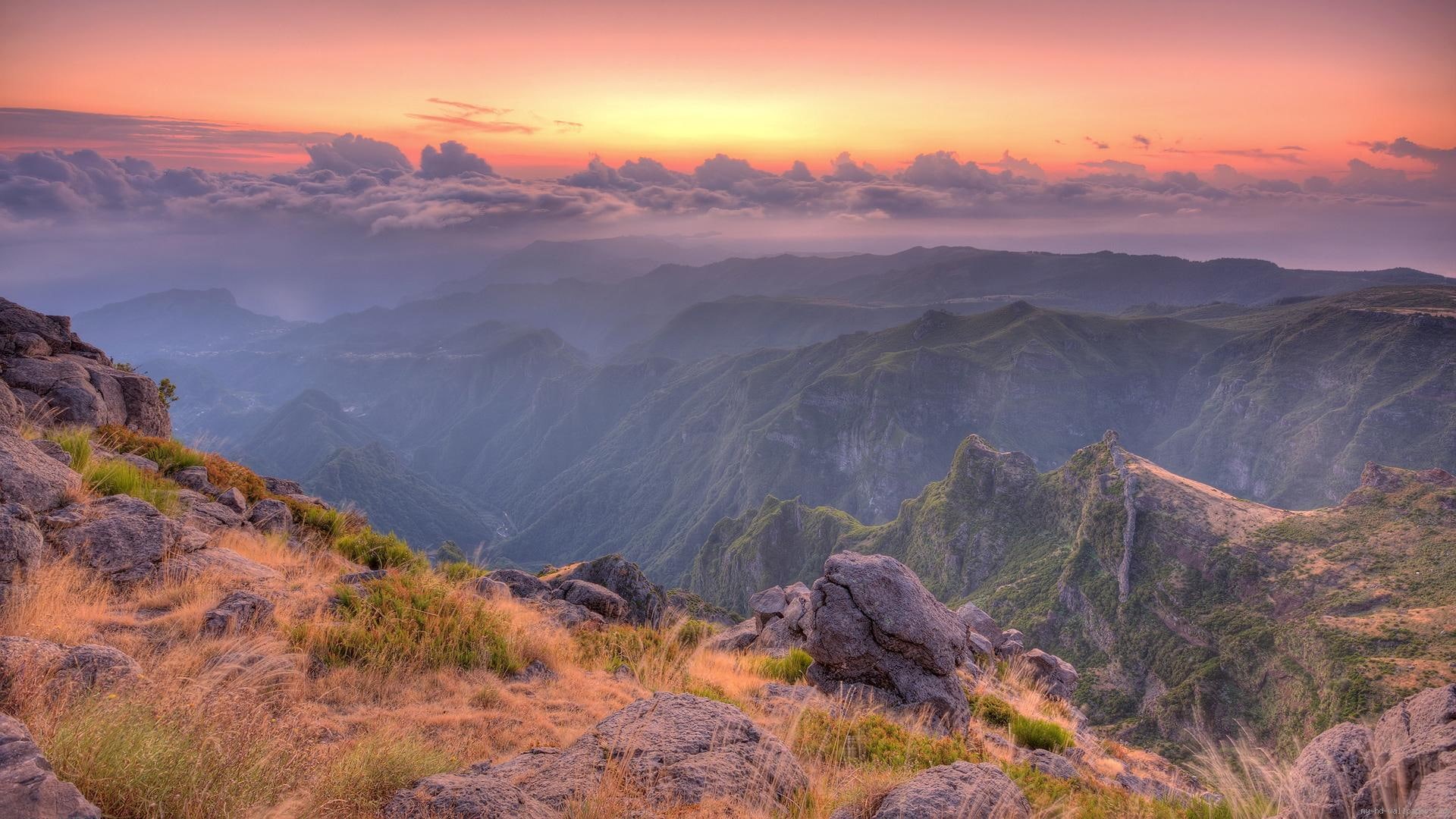 mist, dawn, mountain, 1080P, landscape, moutains, HD Wallpaper
