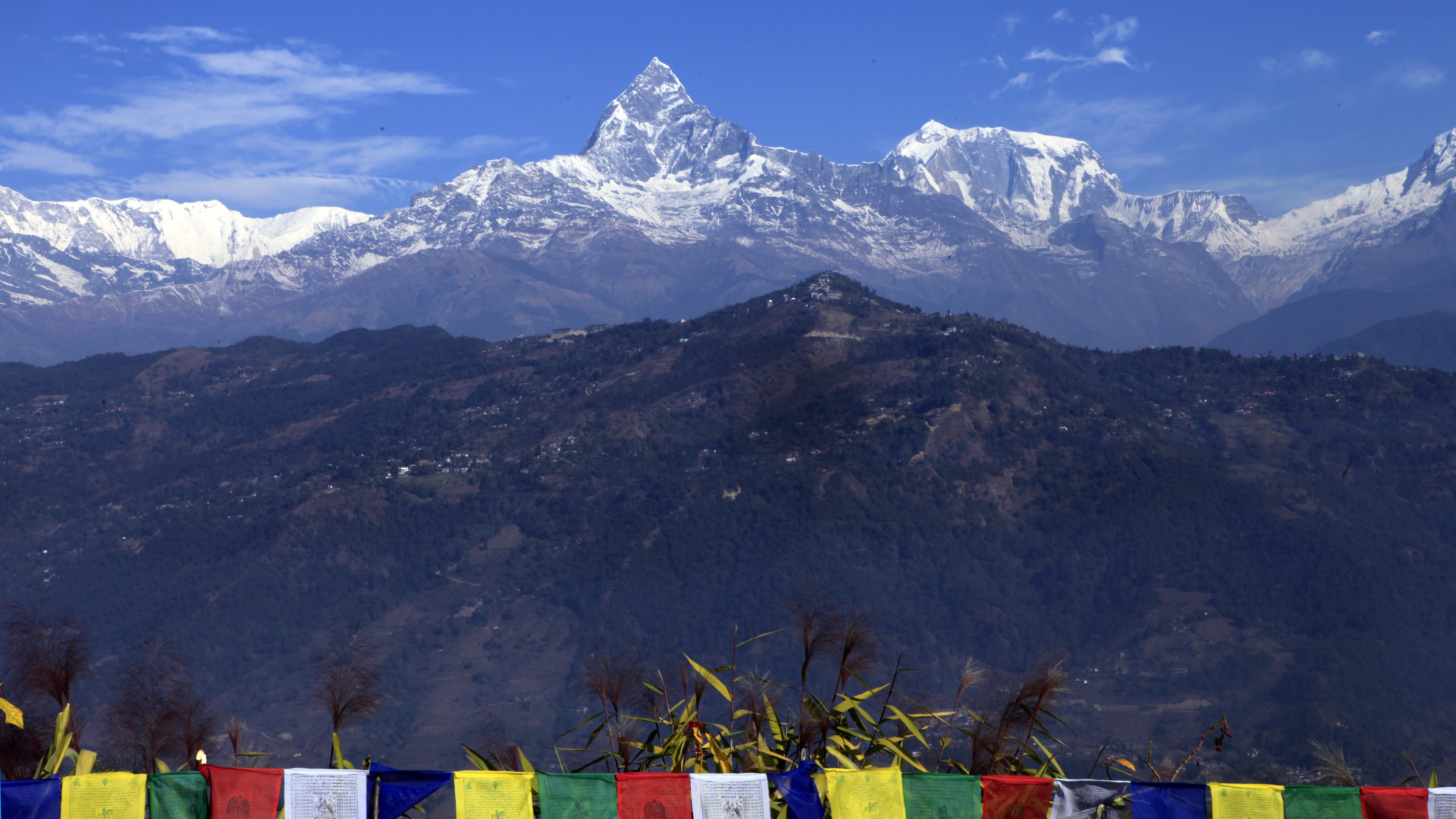 snow, snowcapped mountain, winter, mountain range, 5K, tranquil scene, nepal, landscape, no people, scenics - nature, environment, sky, cold temperature, HD Wallpaper