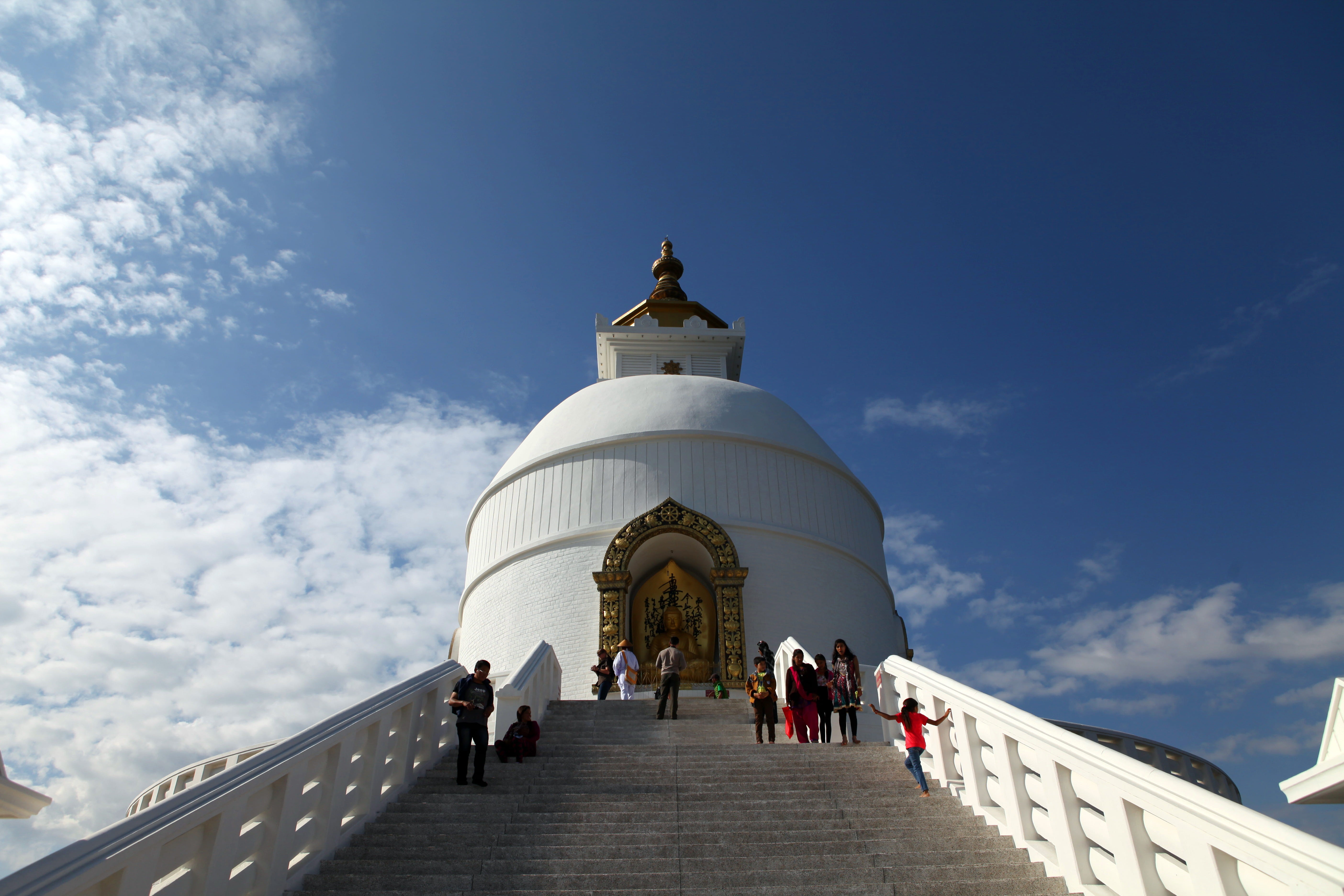 outdoors, direction, day, building exterior, cloud - sky, pokhara, group of people, men, nepal, dome, belief, architecture, the way forward, place of worship, HD Wallpaper