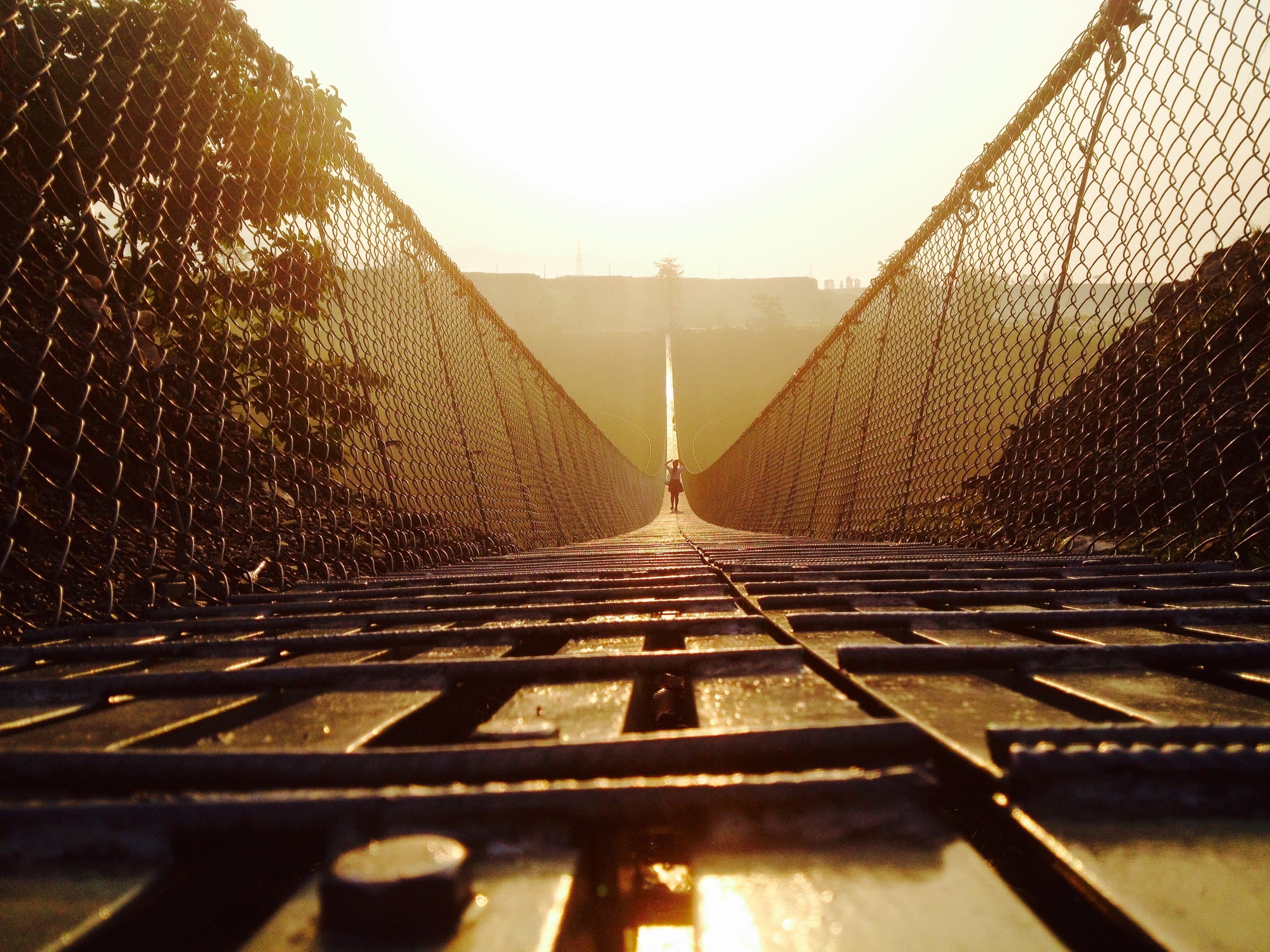 outdoors, architecture, boundary, bridge - man made structure, nepal, wooden, clear sky, landscape, morning, brown, metal, sunlight, no people, damsadi, HD Wallpaper