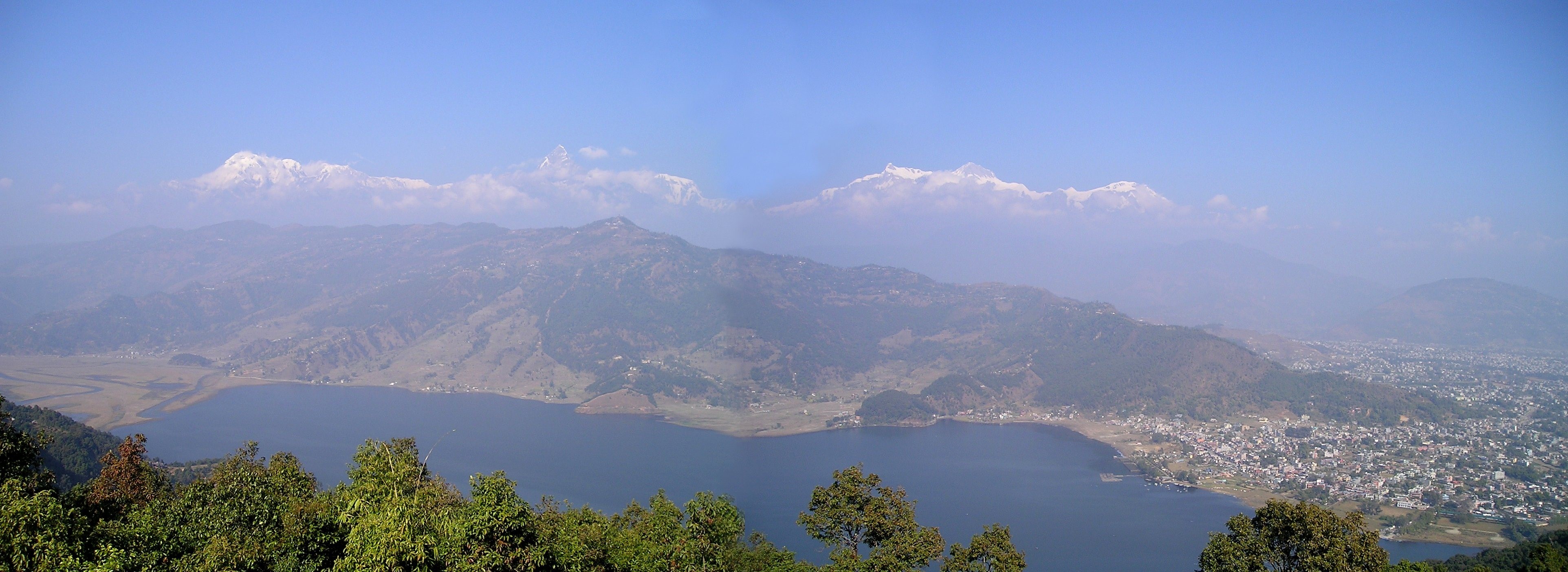 photography, himalayas, mountain range, landscape, pine tree, 4K, pokhara, plant, fog, scenics - nature, sea, panorama, no people, travel, mountain peak, HD Wallpaper