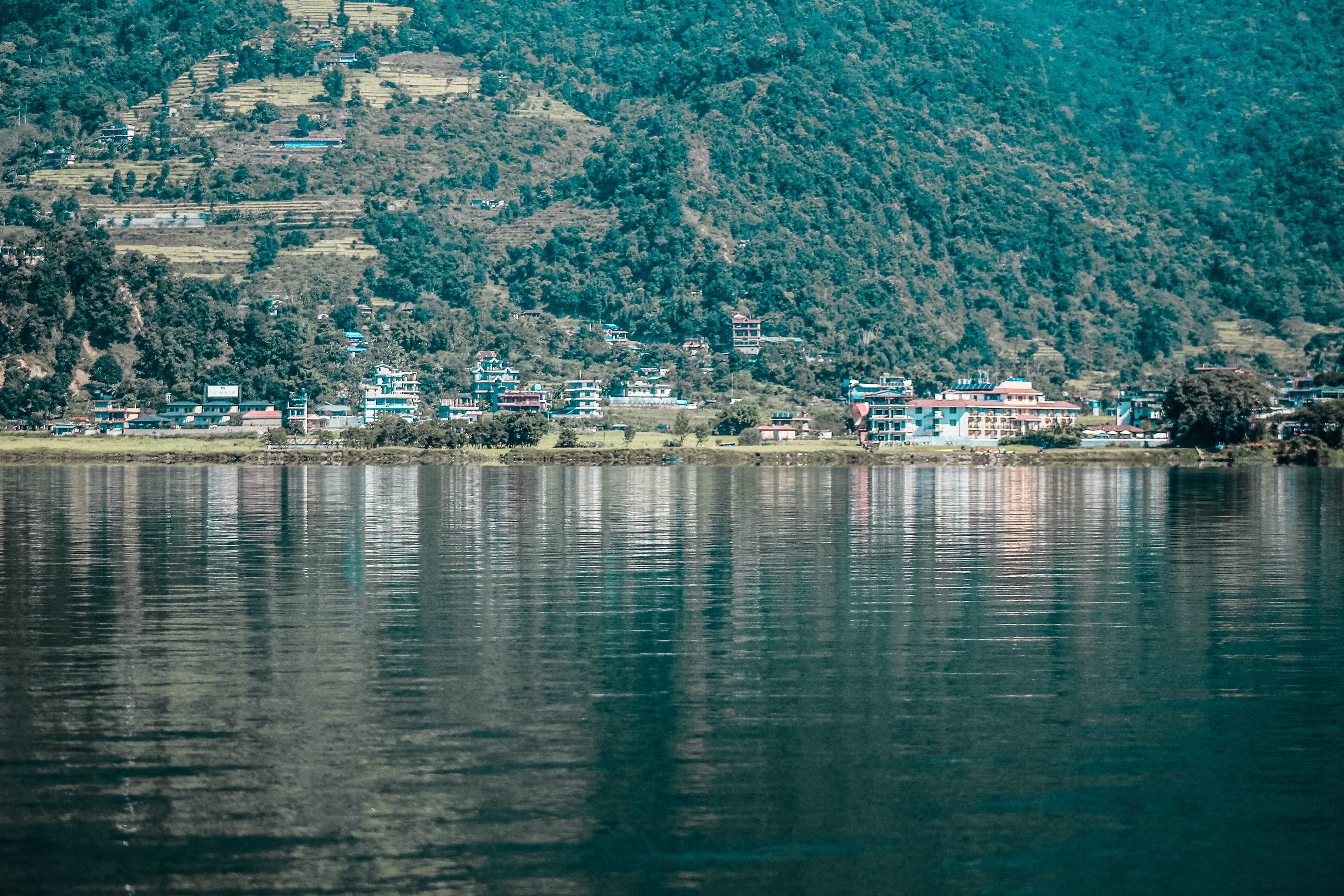 pokhara, landscape, city, photo, sea, no people, reflection, ocean, water, outdoors, architecture, scenery, building exterior, beauty in nature, port, scenics - nature, HD Wallpaper