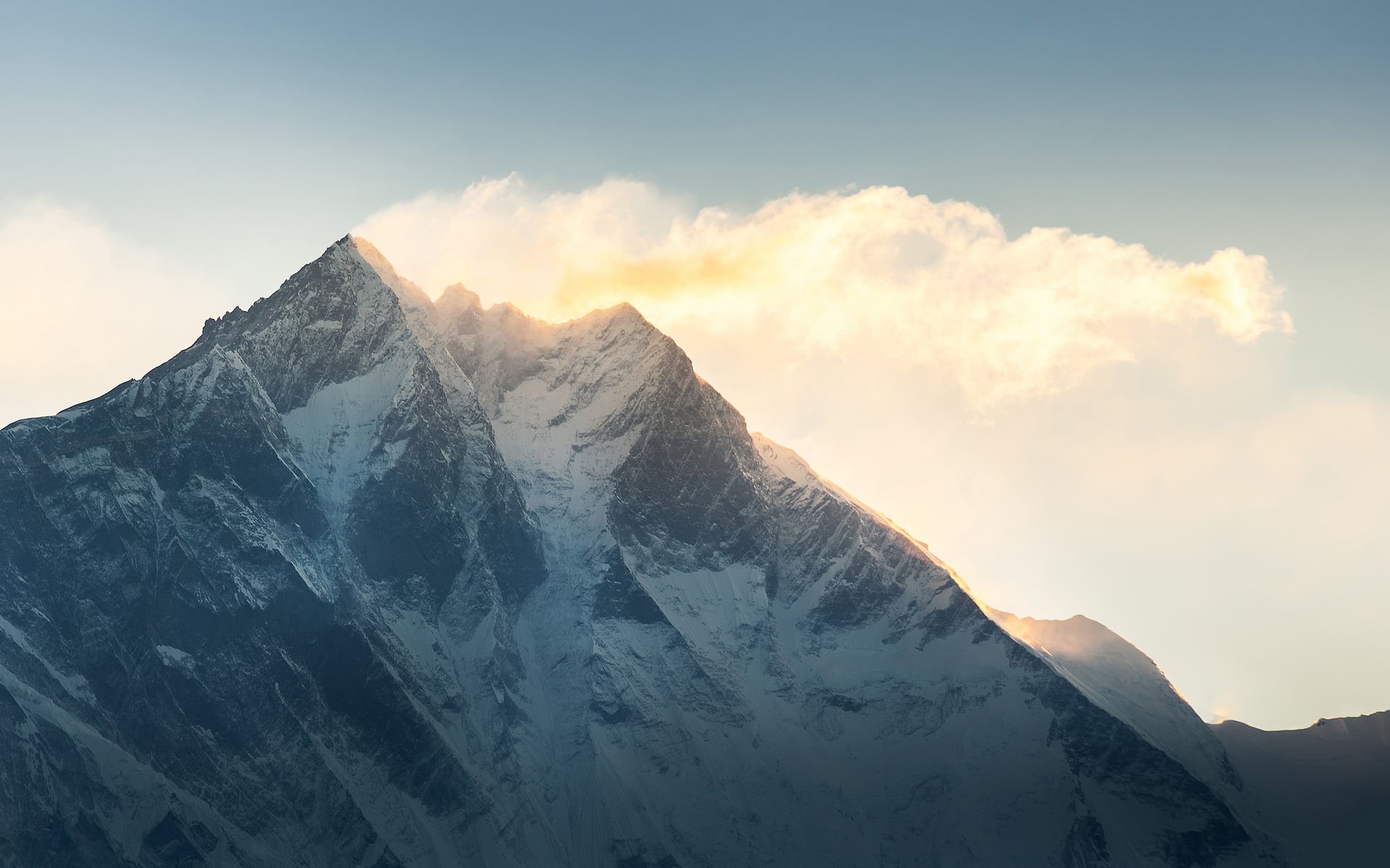 mountain, snow, scenics - nature, Nepal, Lhotse, landscape, tranquility, tranquil scene, cold temperature, sky, nature, winter, beauty in nature, non-urban scene, HD Wallpaper