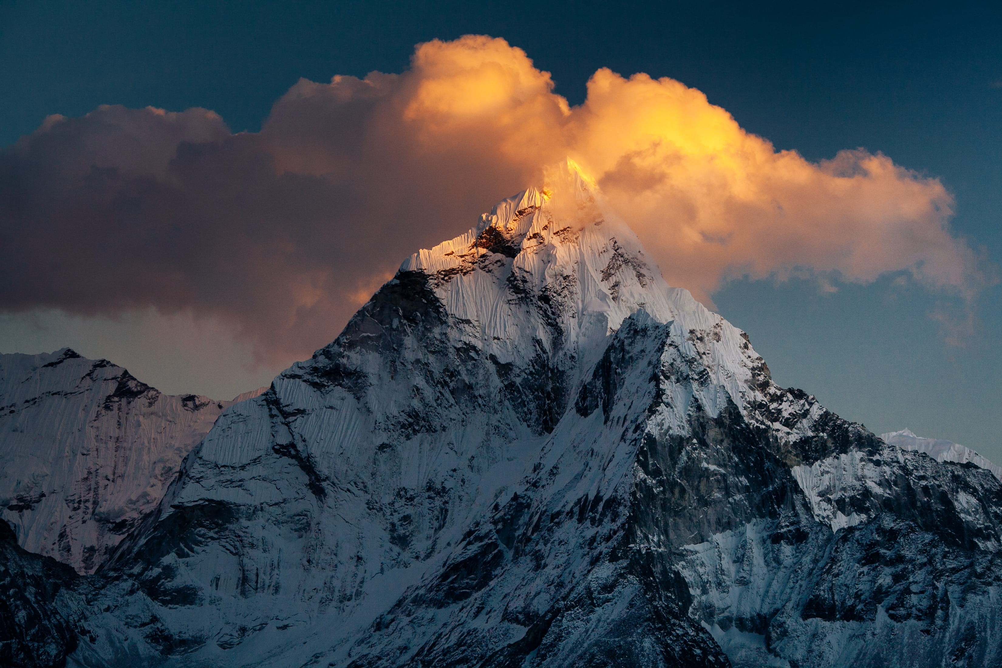 mountain Peak, covered, sun, valley, nepal, himalayas, tall - High, hiking, europe, mountain, snowing, cloud, khumbu, summer, outdoors, majestic, mountain Ridge, HD Wallpaper